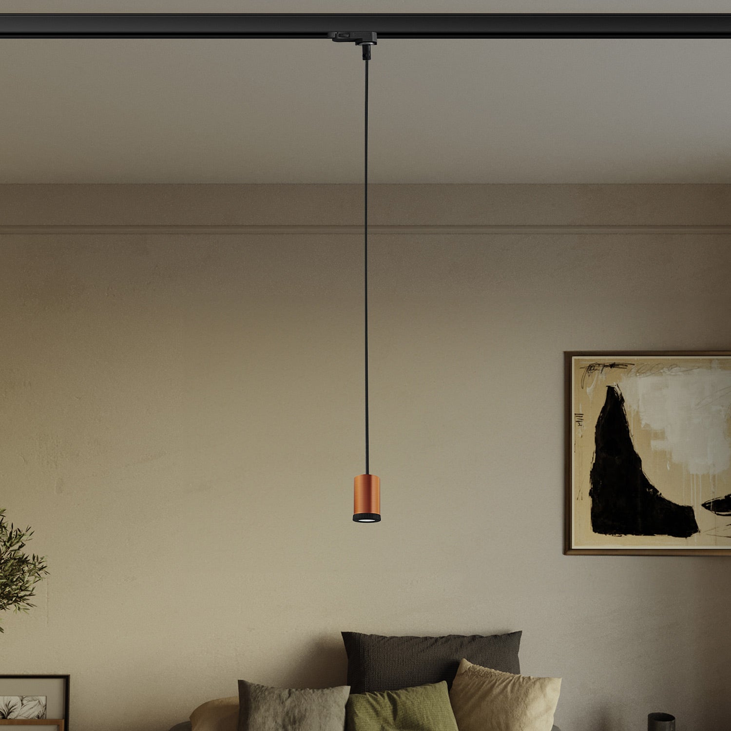 Faretto singolo Mini Spotlight GU1d0 per binari - Rame satinato