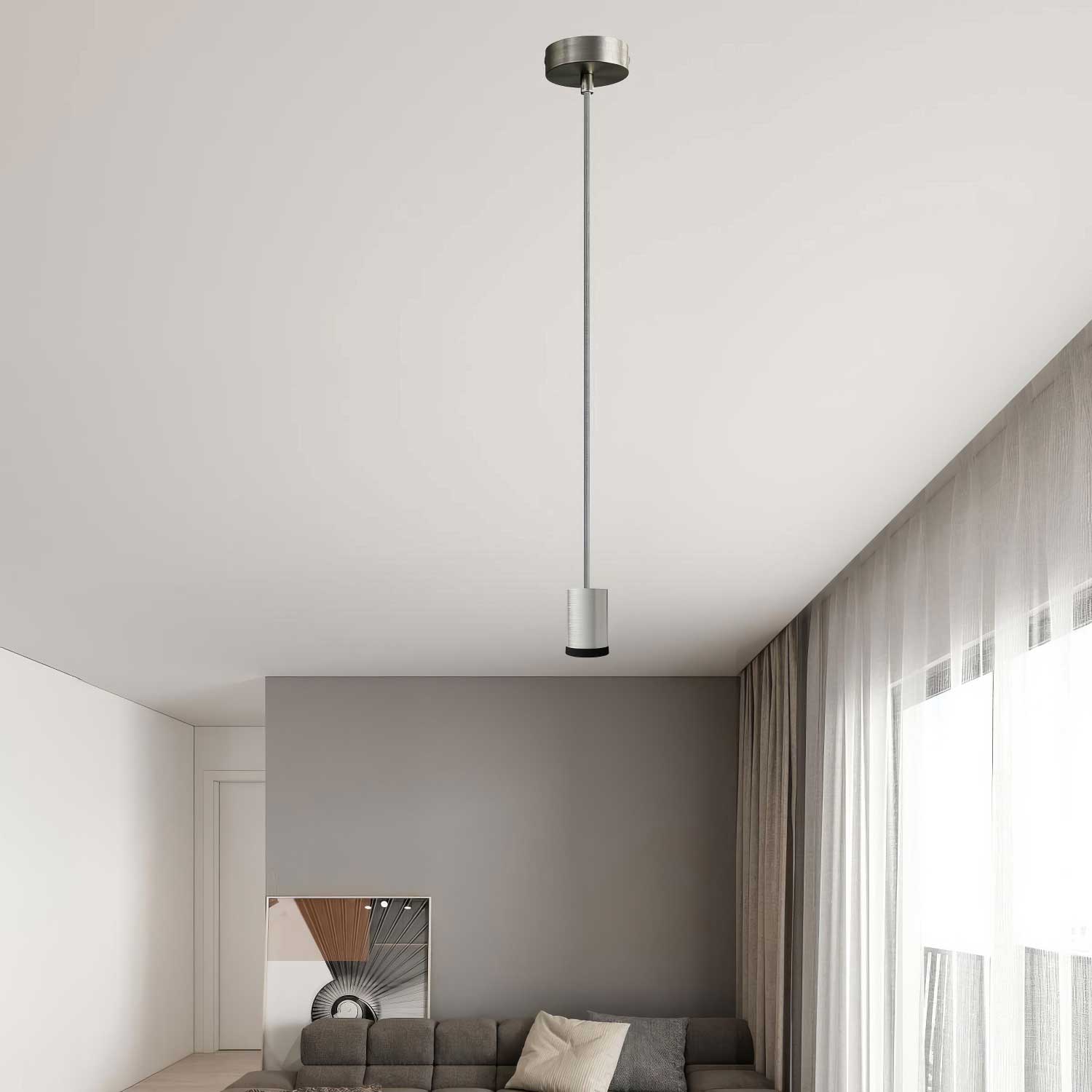 Lampada faretto a sospensione singola Mini Spotlight GU1d0 - Titanio satinato