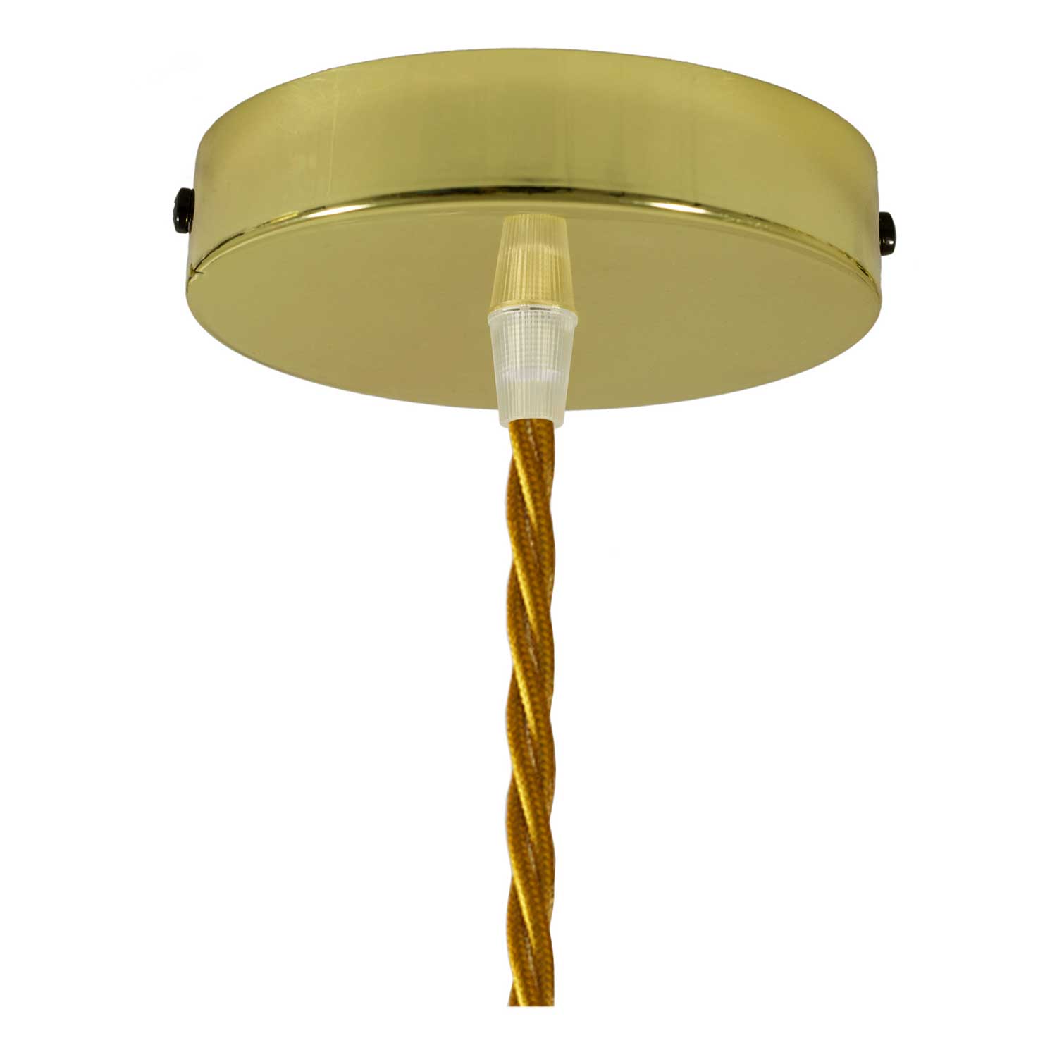 Lampada a sospensione completa di cavo tessile, paralume gabbia Drop e finiture in metallo - Ottone