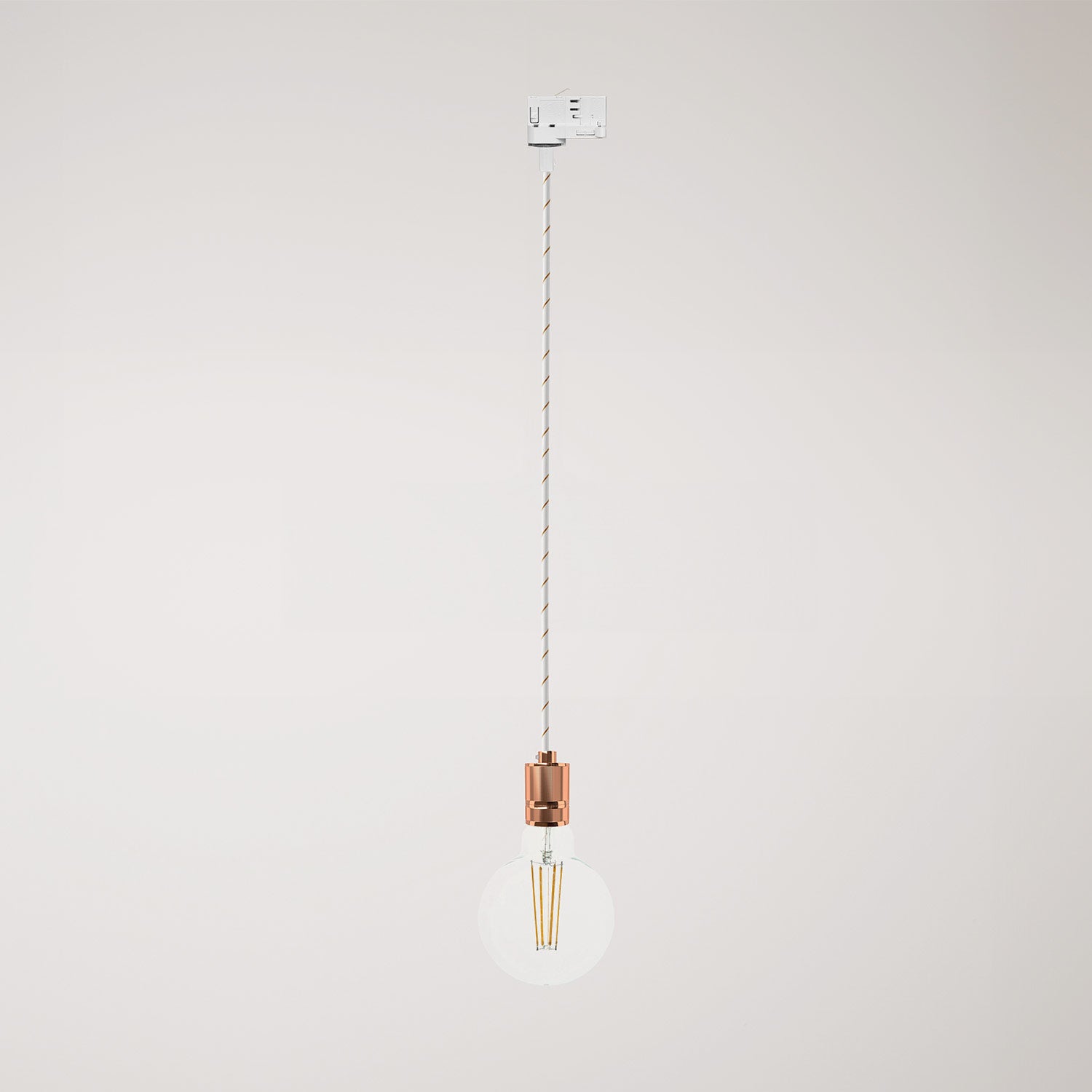 Lampada a sospensione con portalampada in alluminio zigrinato per binari - Rame