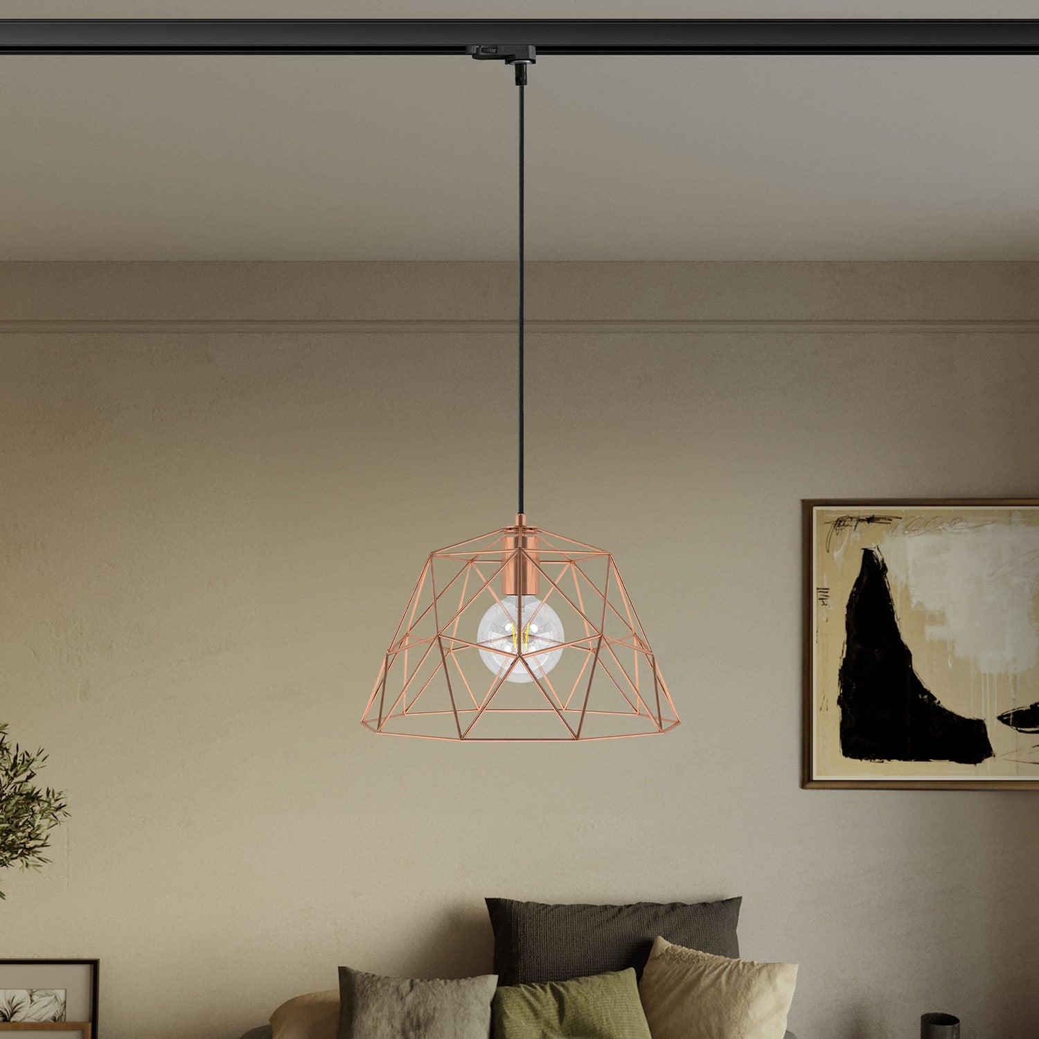 Lampada a sospensione con paralume Dome per binari - Rame