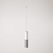 Lampada a sospensione per binari con doppio paralume Tub-E14 - Bianco e Titanio satinato
