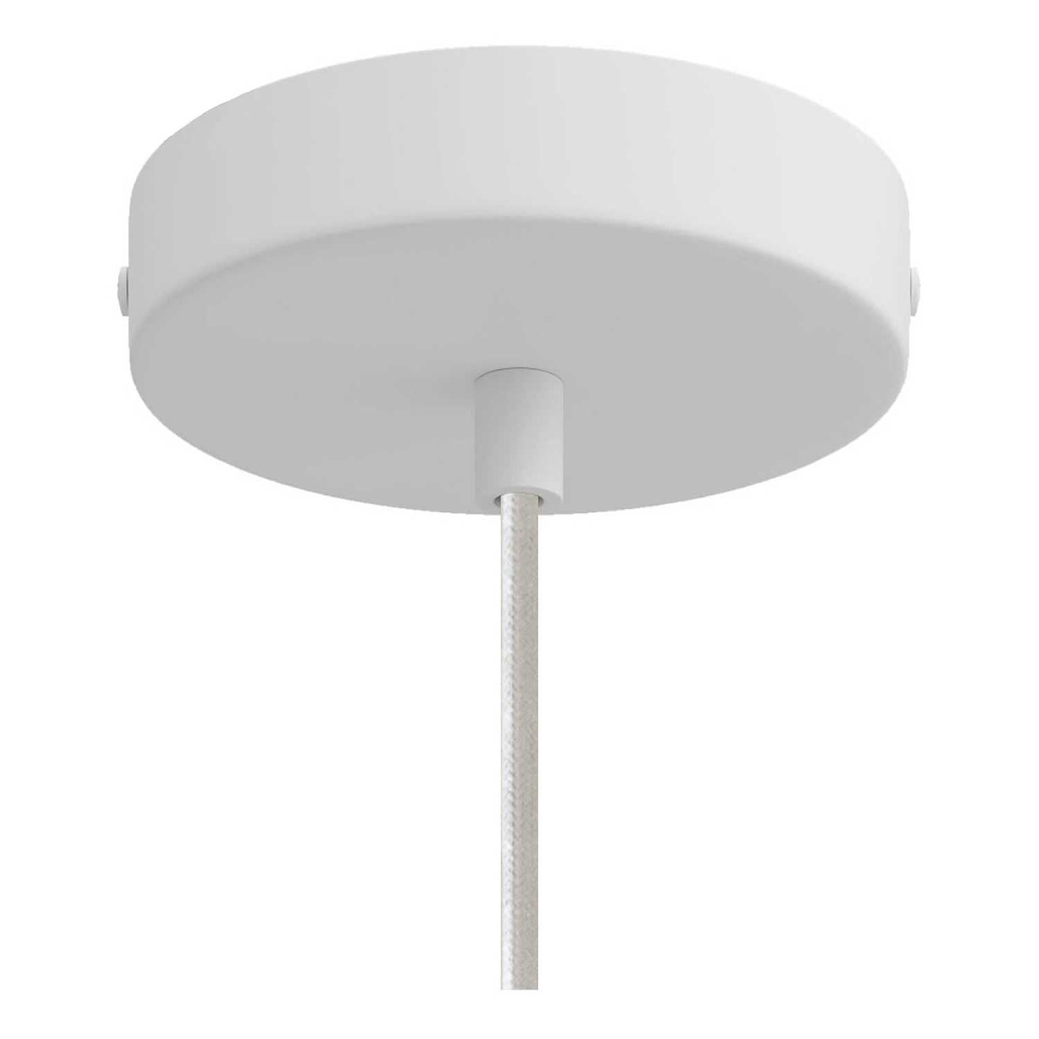 Lampada a sospensione completa di cavo tessile, paralume Duedì Apex e finiture in metallo - Bianco
