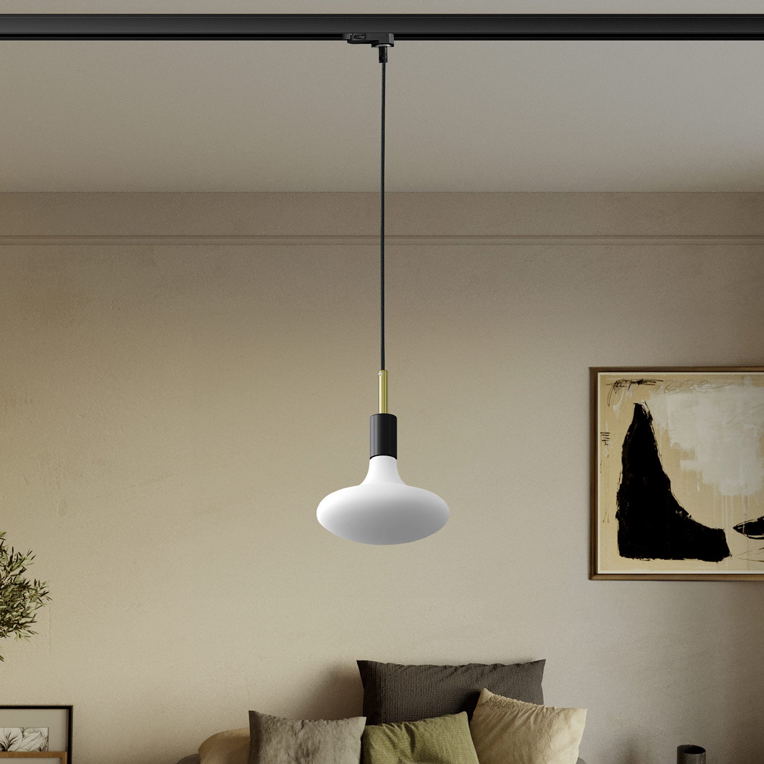 Lampada a sospensione per binario con serracavo da 7cm - Nero