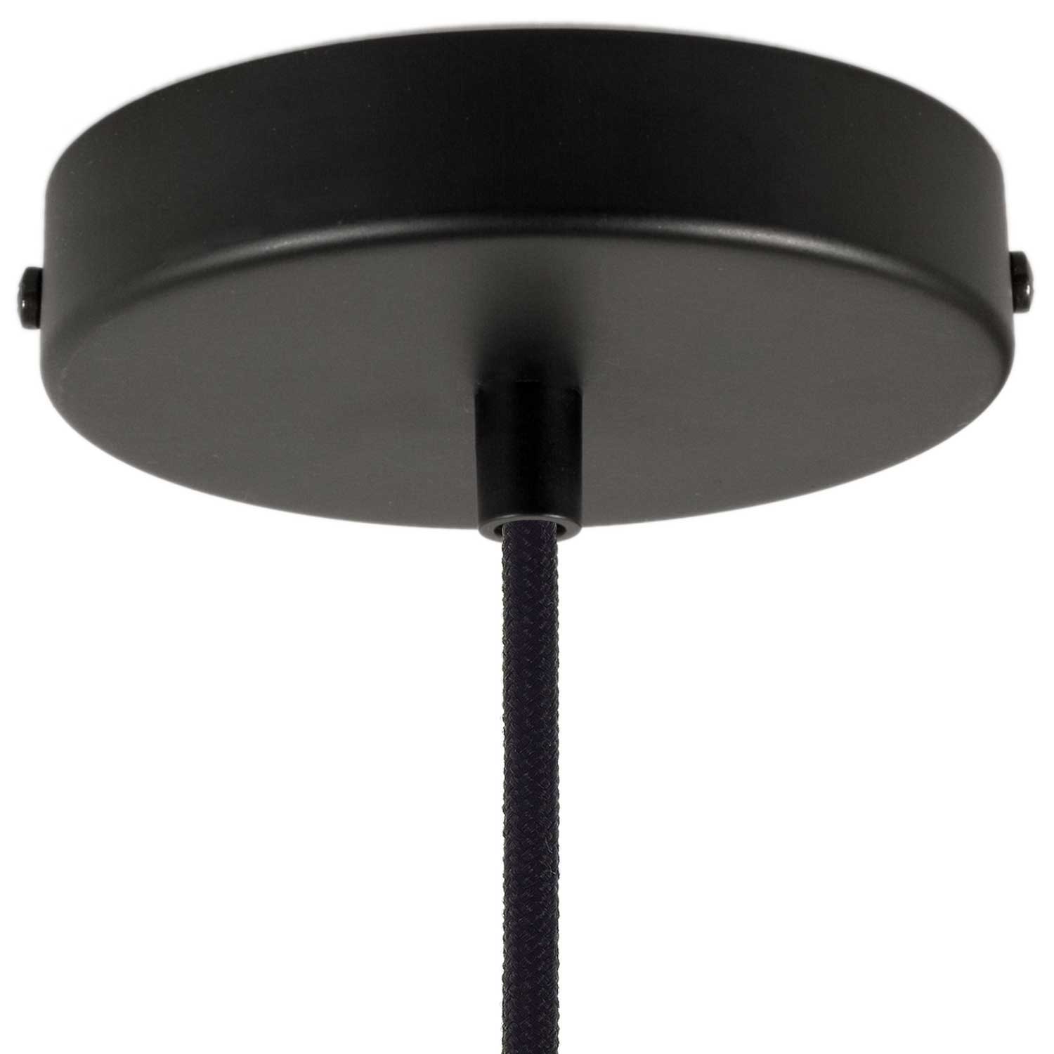 Lampada a sospensione completa di cavo tessile, paralume Duedì Base e finiture in metallo - Nero