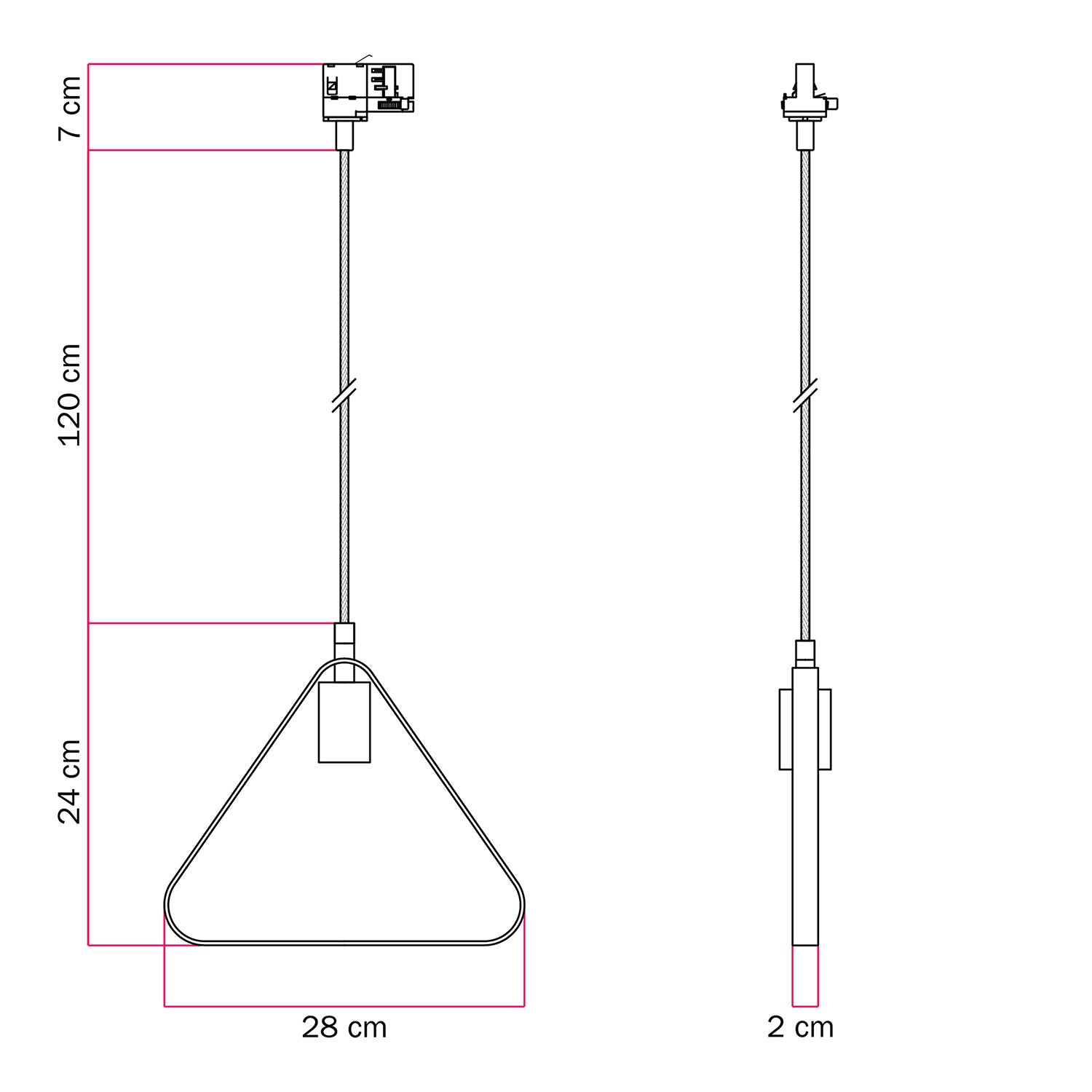 Lampada a sospensione con paralume Duedì Apex a binari - Nero
