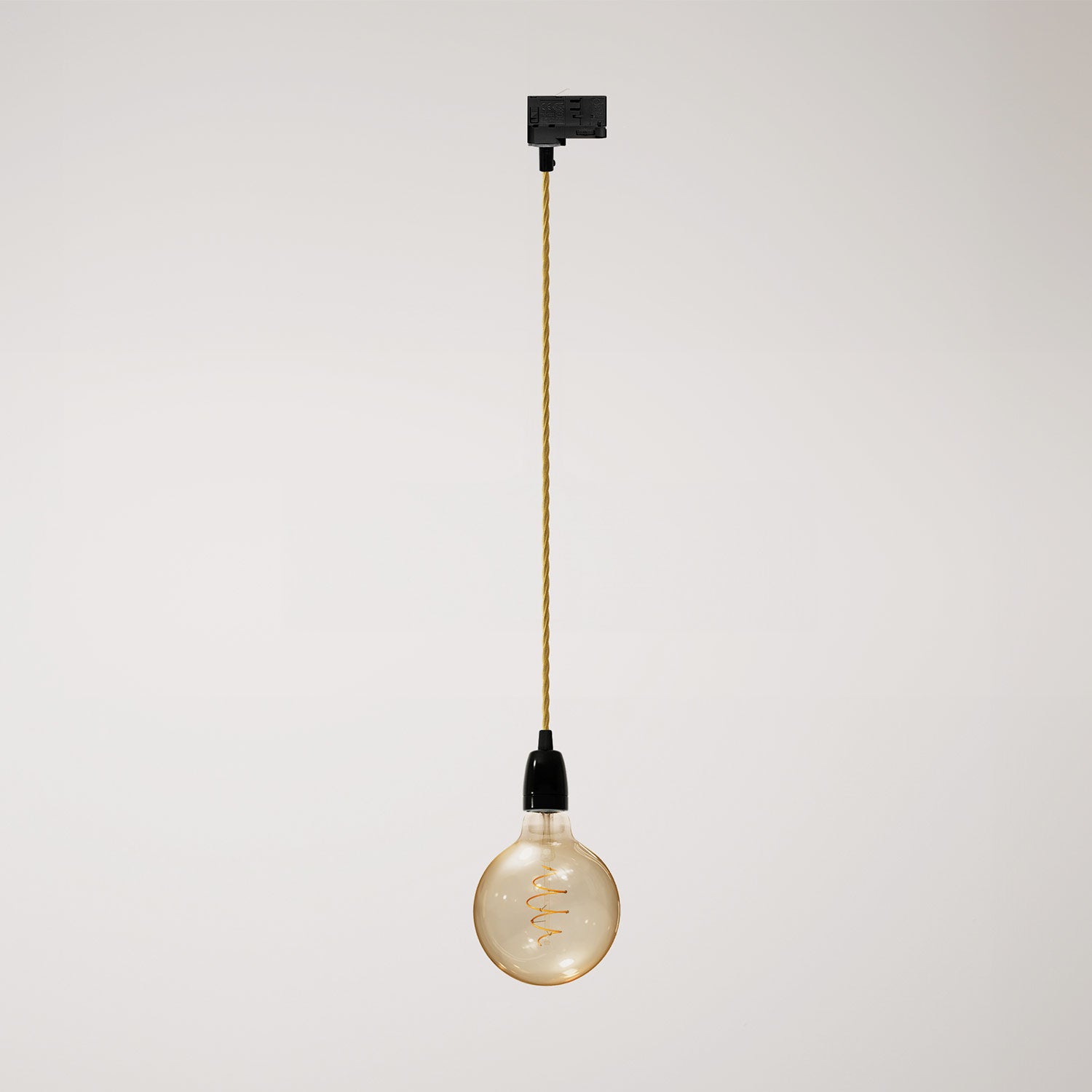 Lampada a sospensione vintage per binari con finiture in porcellana - Nero