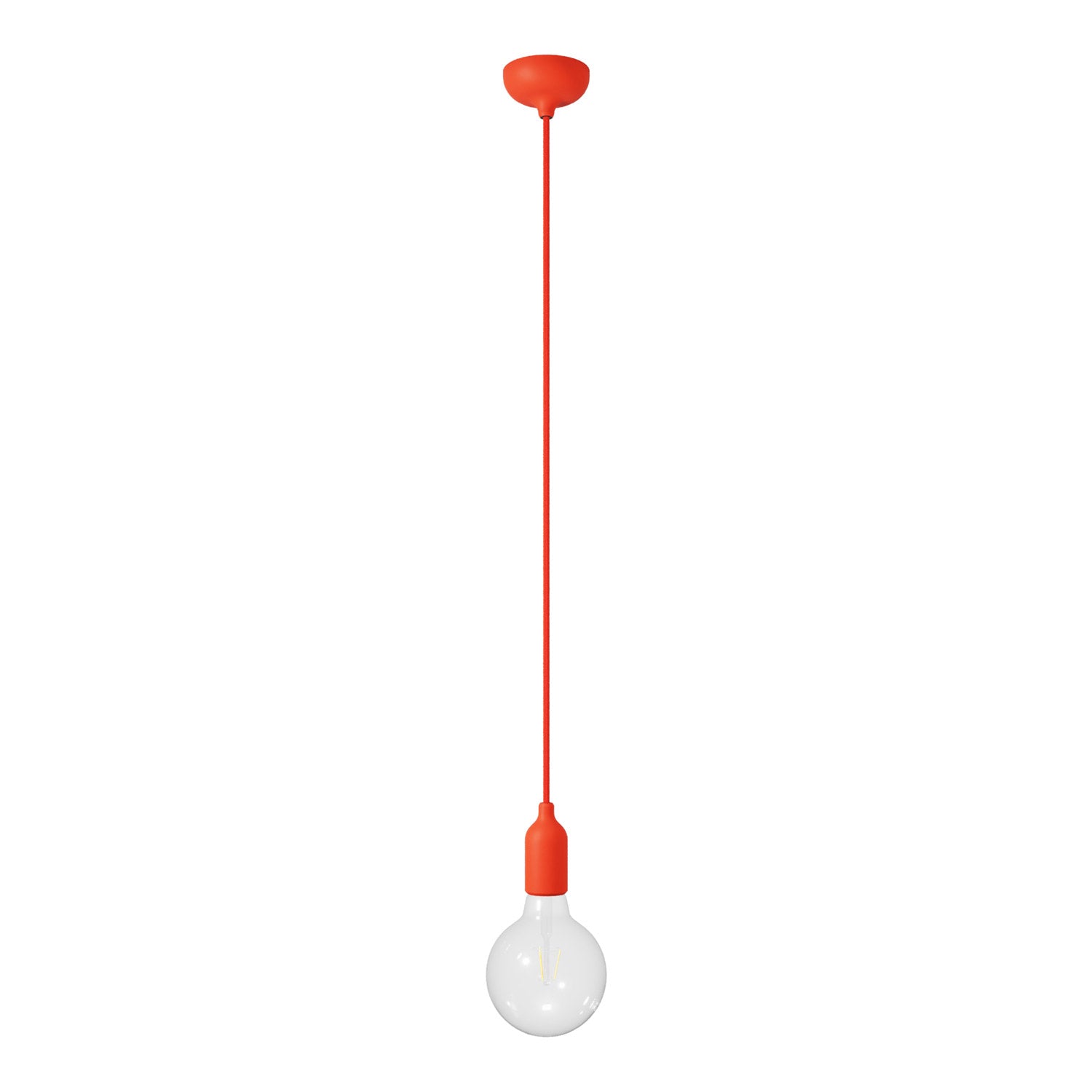 Lampada a sospensione colorata in silicone con cavo tessile - Arancione