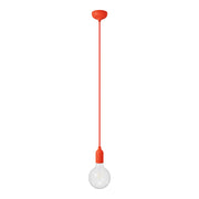 Lampada a sospensione colorata in silicone con cavo tessile - Arancione