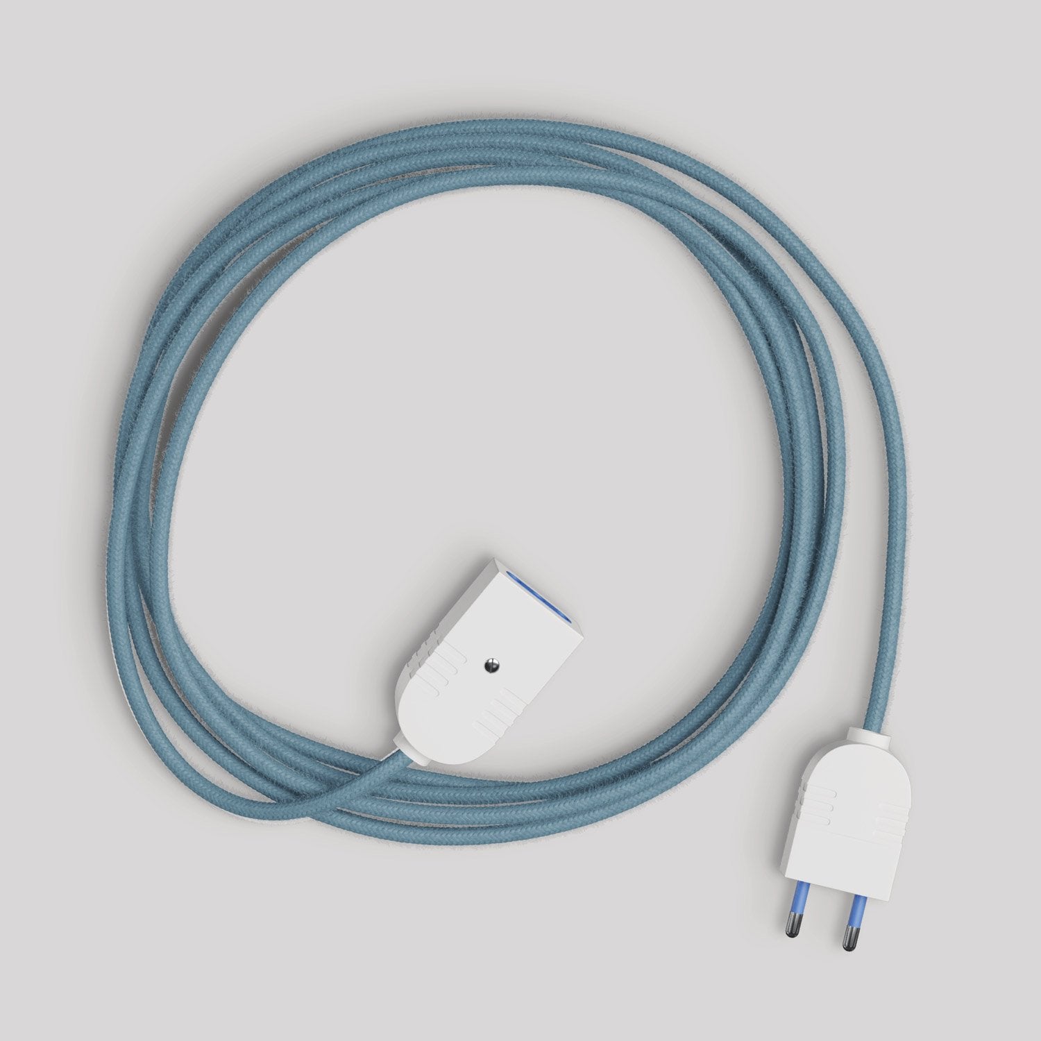Prolunga elettrica con cavo in cotone blu oceano 2P 10A Made in Italy Bianco
