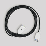 Prolunga elettrica con cavo tessile nero lucido 2P 10A Made in Italy Bianco