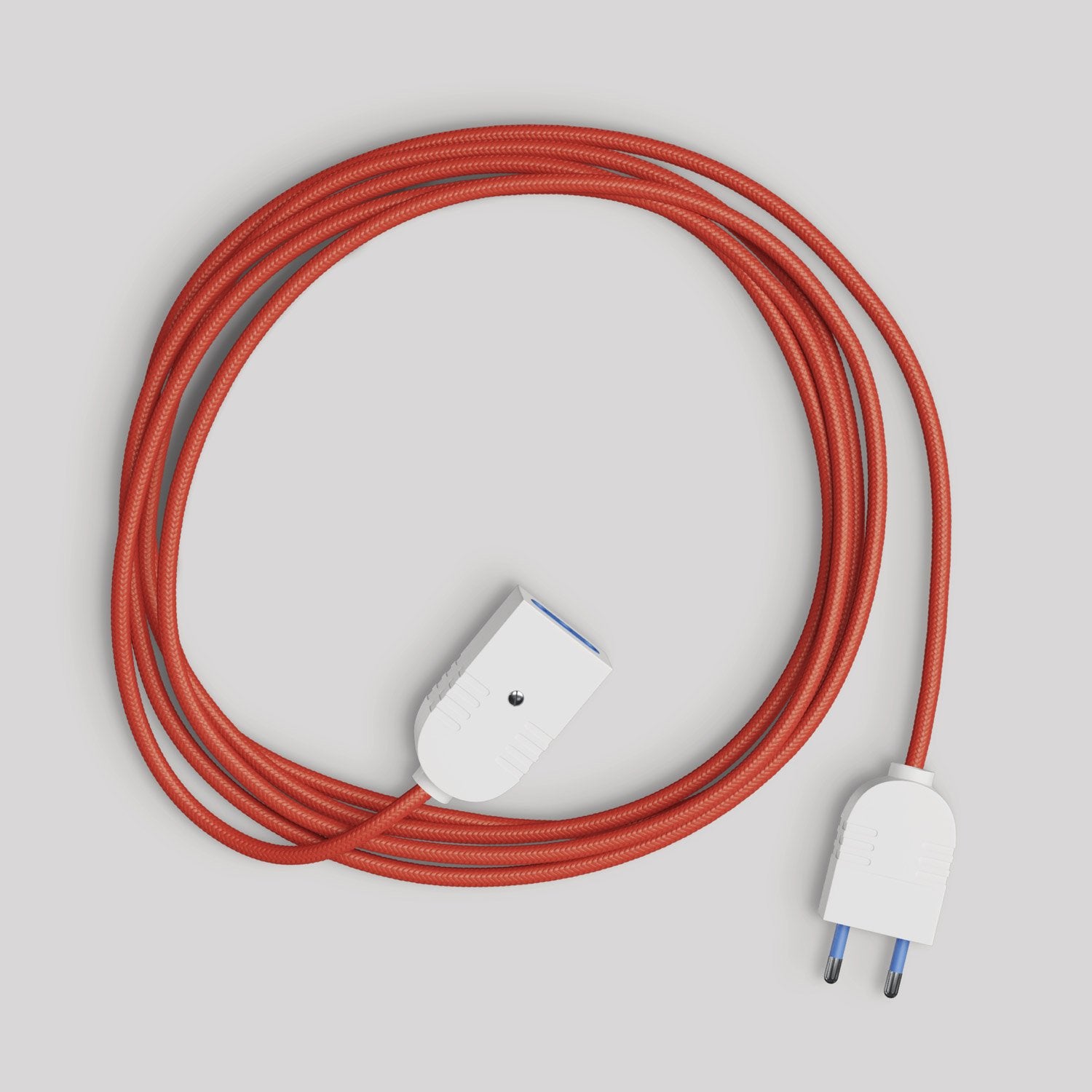 Prolunga elettrica con cavo tessile rosso lucido 2P 10A Made in Italy Bianco