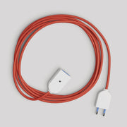 Prolunga elettrica con cavo tessile rosso lucido 2P 10A Made in Italy Bianco