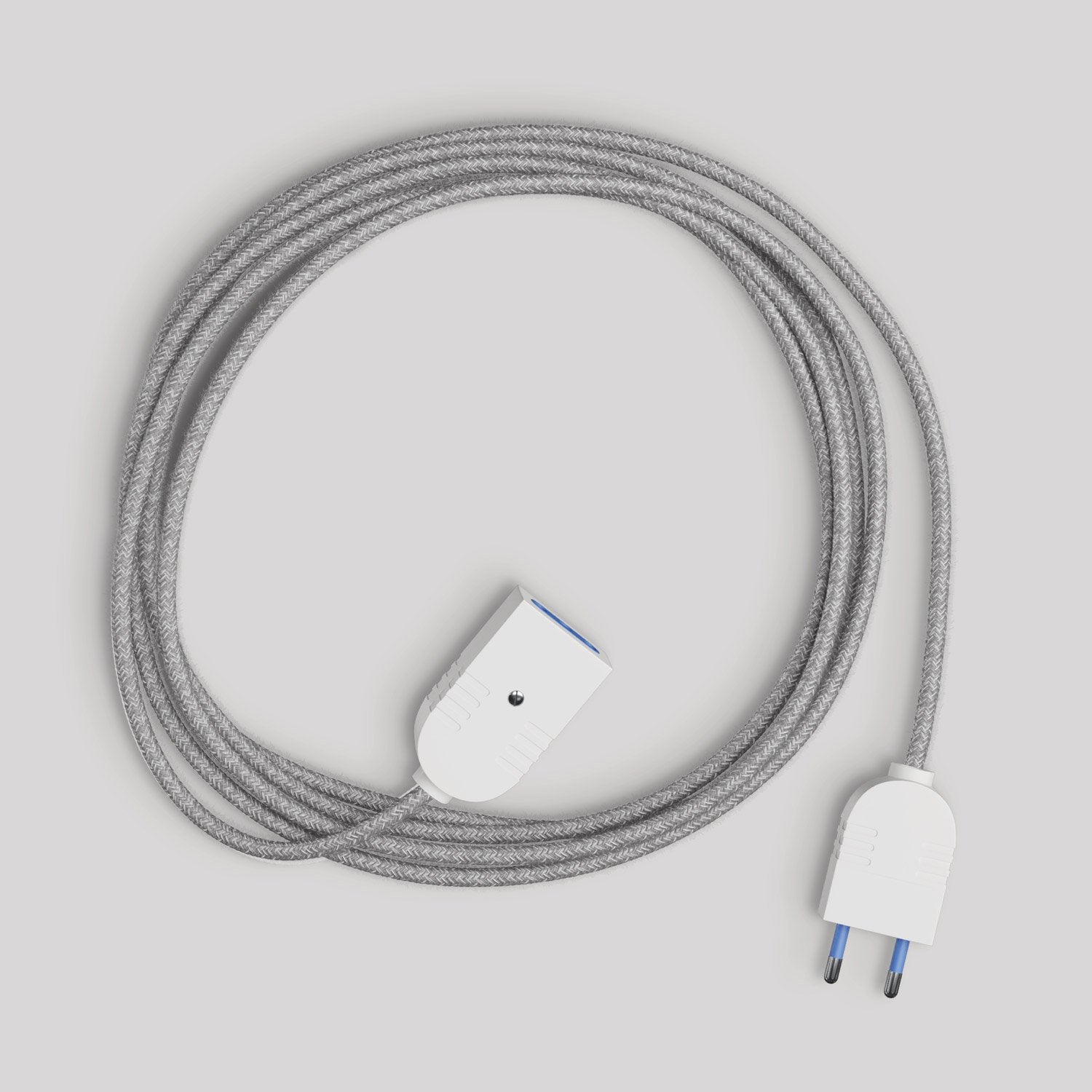 Prolunga elettrica con cavo in lino grigio 2P 10A Made in Italy Bianco