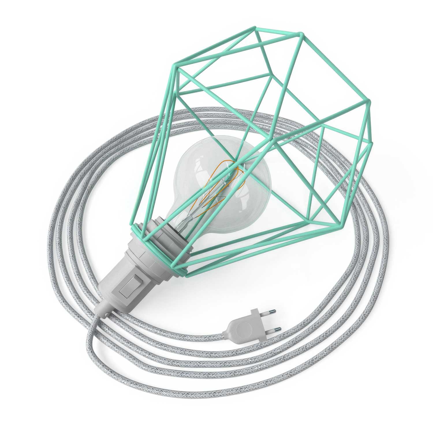 Table Snake - Lampada plug-in con paralume a gabbia Diamond - Turchese