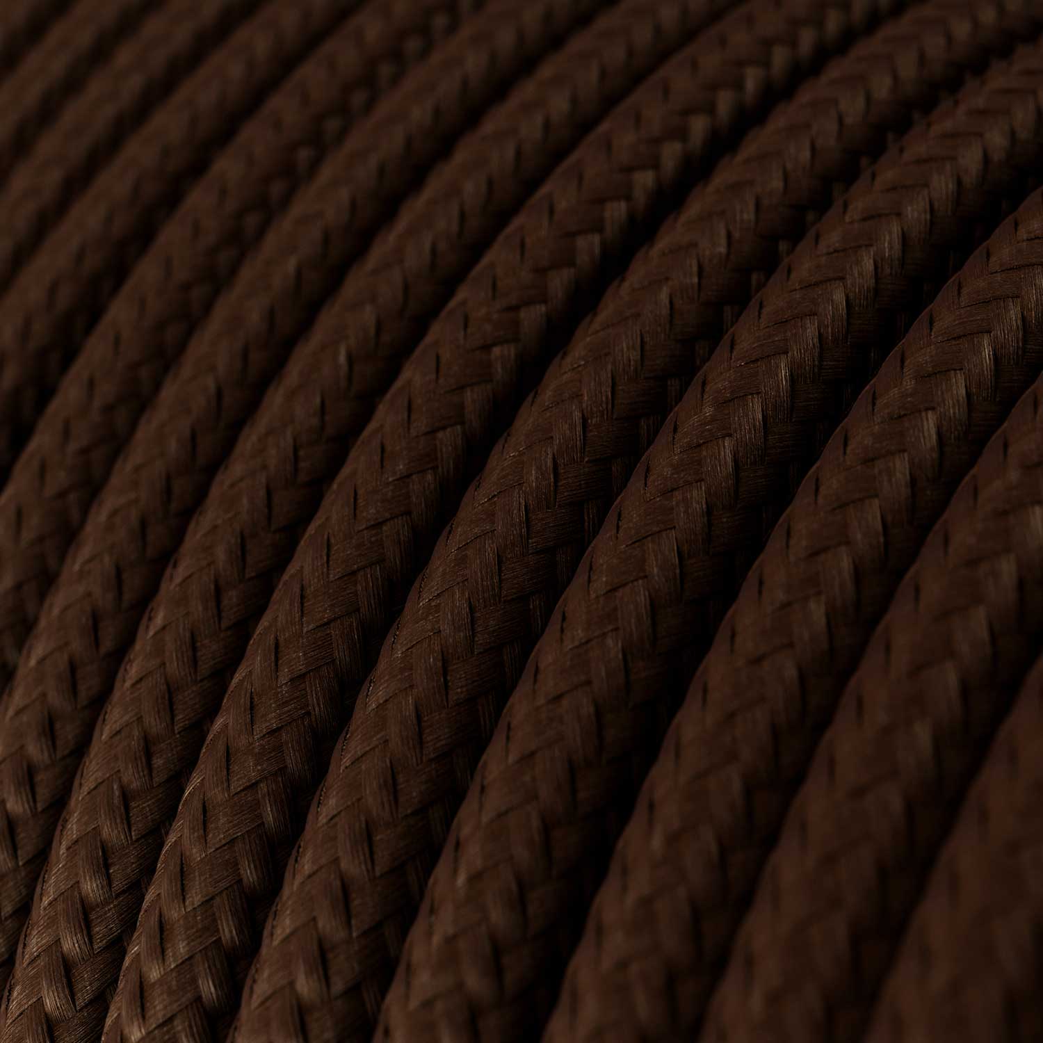 Lampada a sospensione completa di cavo tessile, paralume in ceramica Piatto e finiture in metallo - Effetto corten
