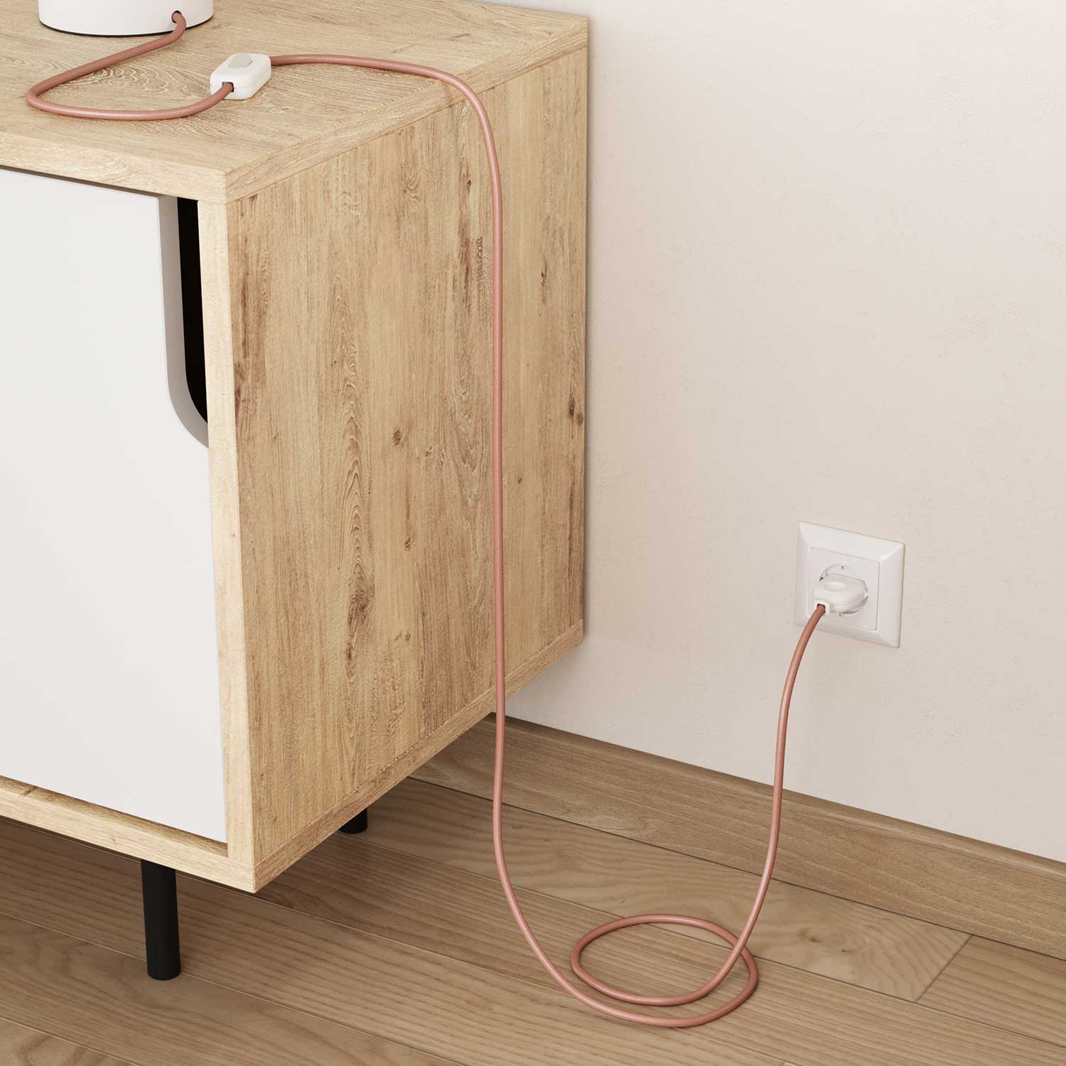 Corda elettrica in tessuto Rosa Baby - L'Originale Creative Cables, per le tue lampade dai colori pastello - RM16
