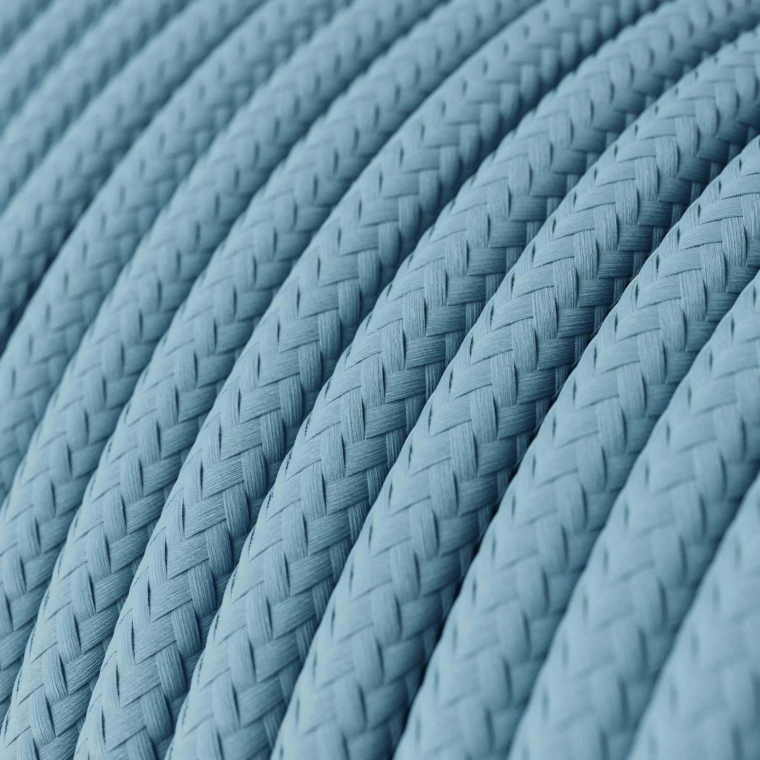 Lampada a sospensione completa di cavo tessile e finiture in porcellana colorata - Azzurro