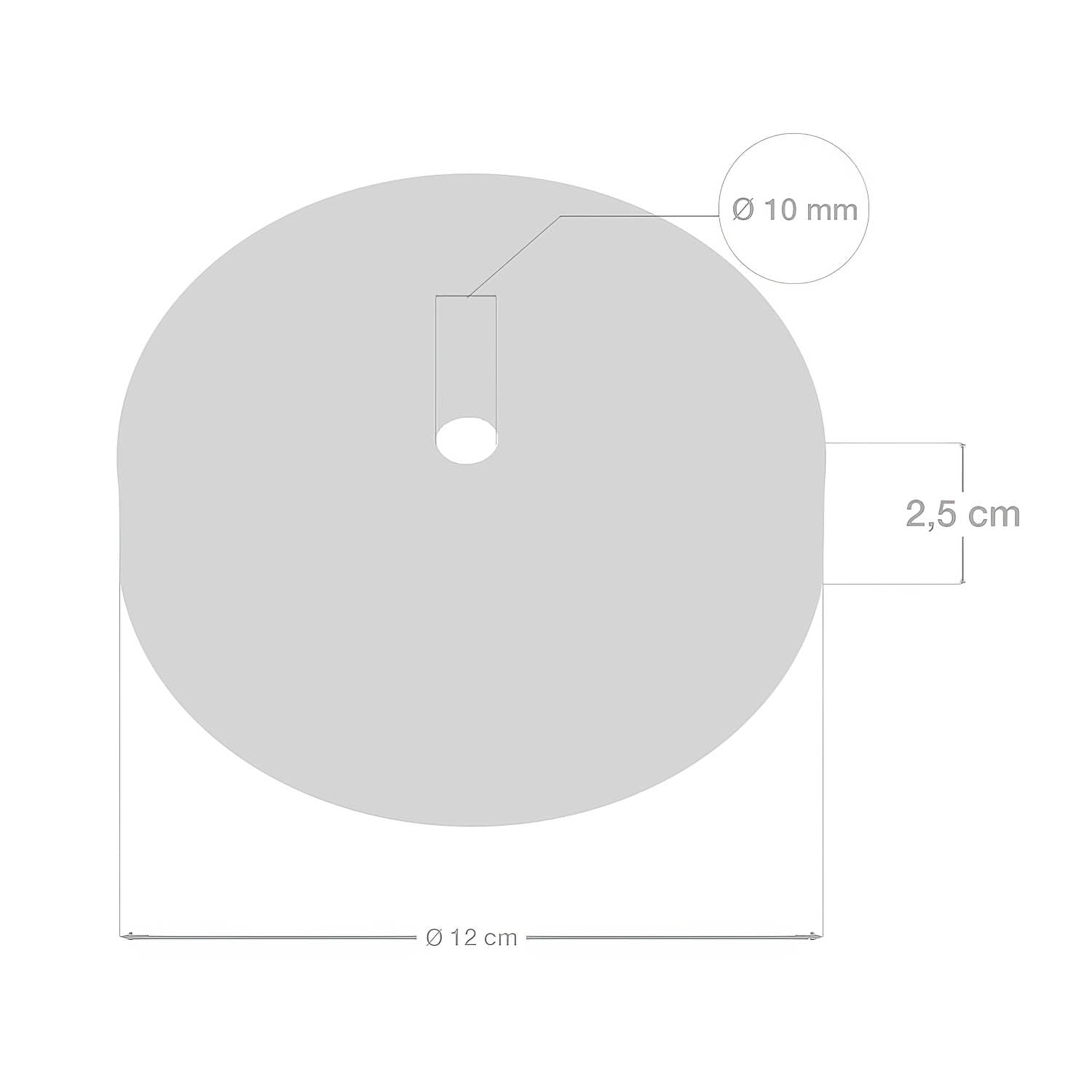 Kit rosone cilindrico in metallo con serracavo da 15 cm - Nero perla