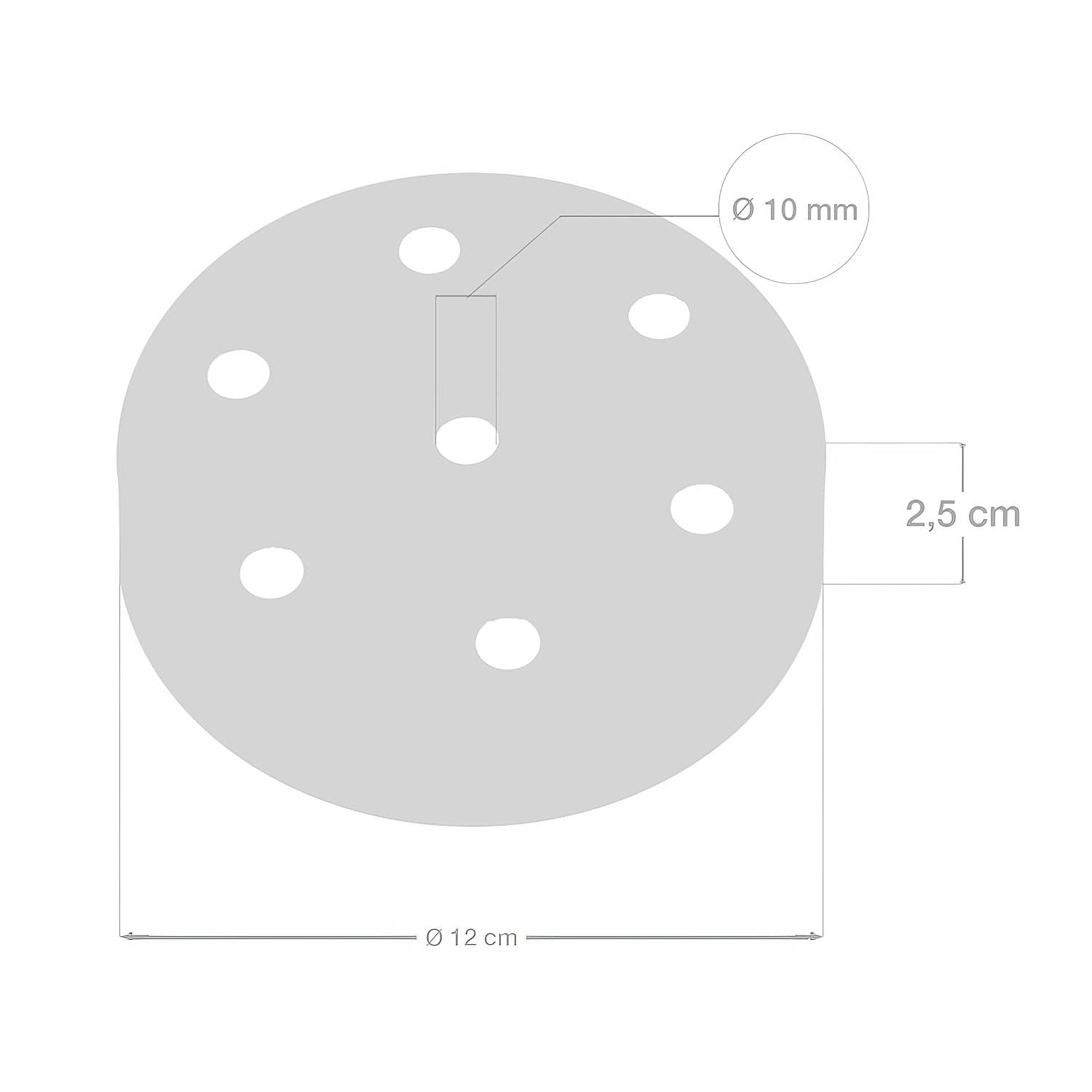 Kit rosone cilindrico in metallo a 7 fori - Rame Conico