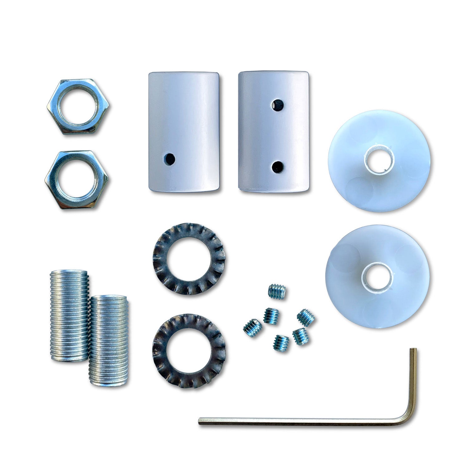 Kit Creative Flex tubo flessibile di estensione rivestito in tessuto RM02 Argento con terminali metallici Bianco opaco 30 cm