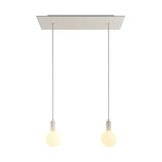 Lampada a sospensione a 2 cadute con XXL Rose-One rettangolare 675 mm con finiture in metallo - Bianco opaco