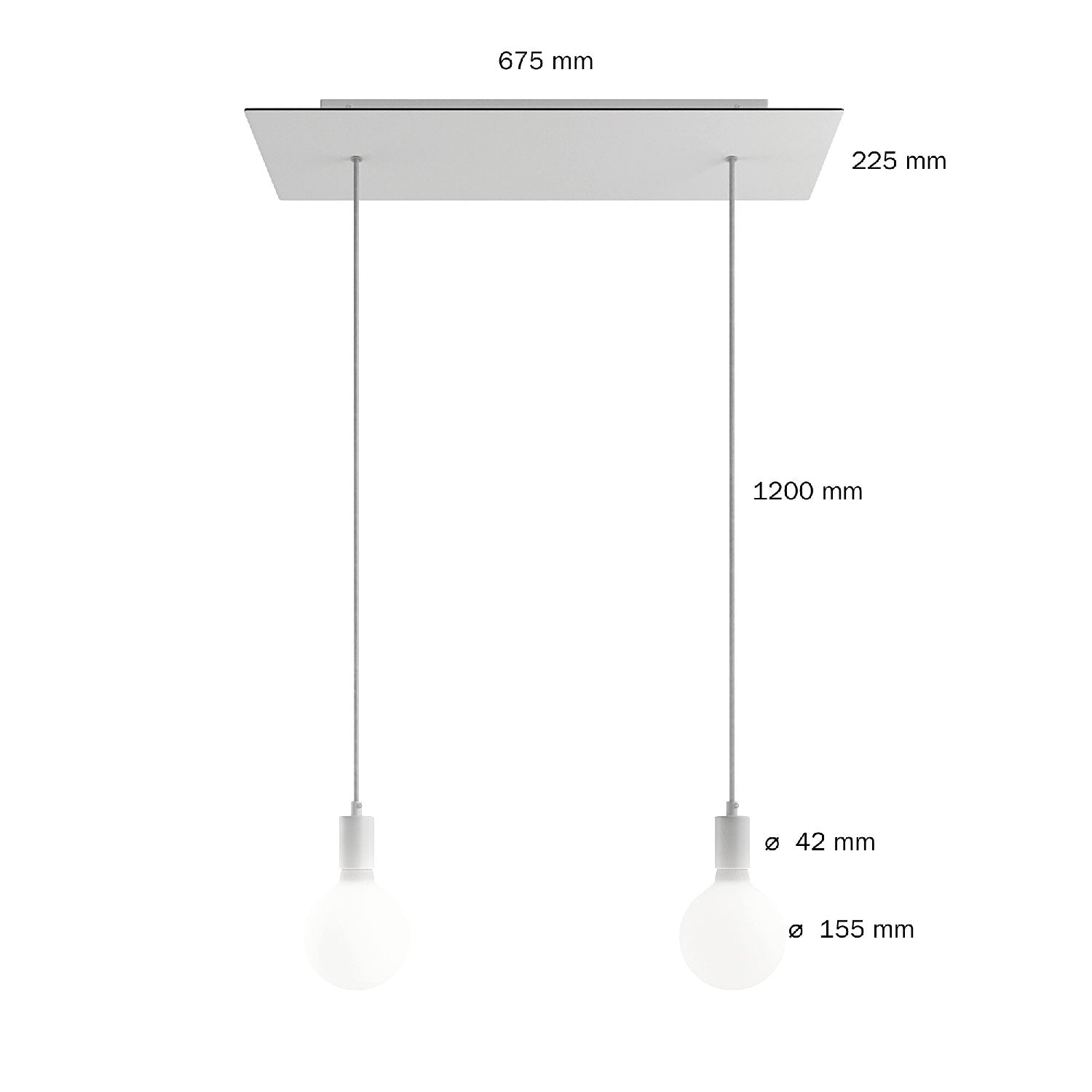 Lampada a sospensione a 2 cadute con XXL Rose-One rettangolare 675 mm con finiture in metallo - Rame satinato
