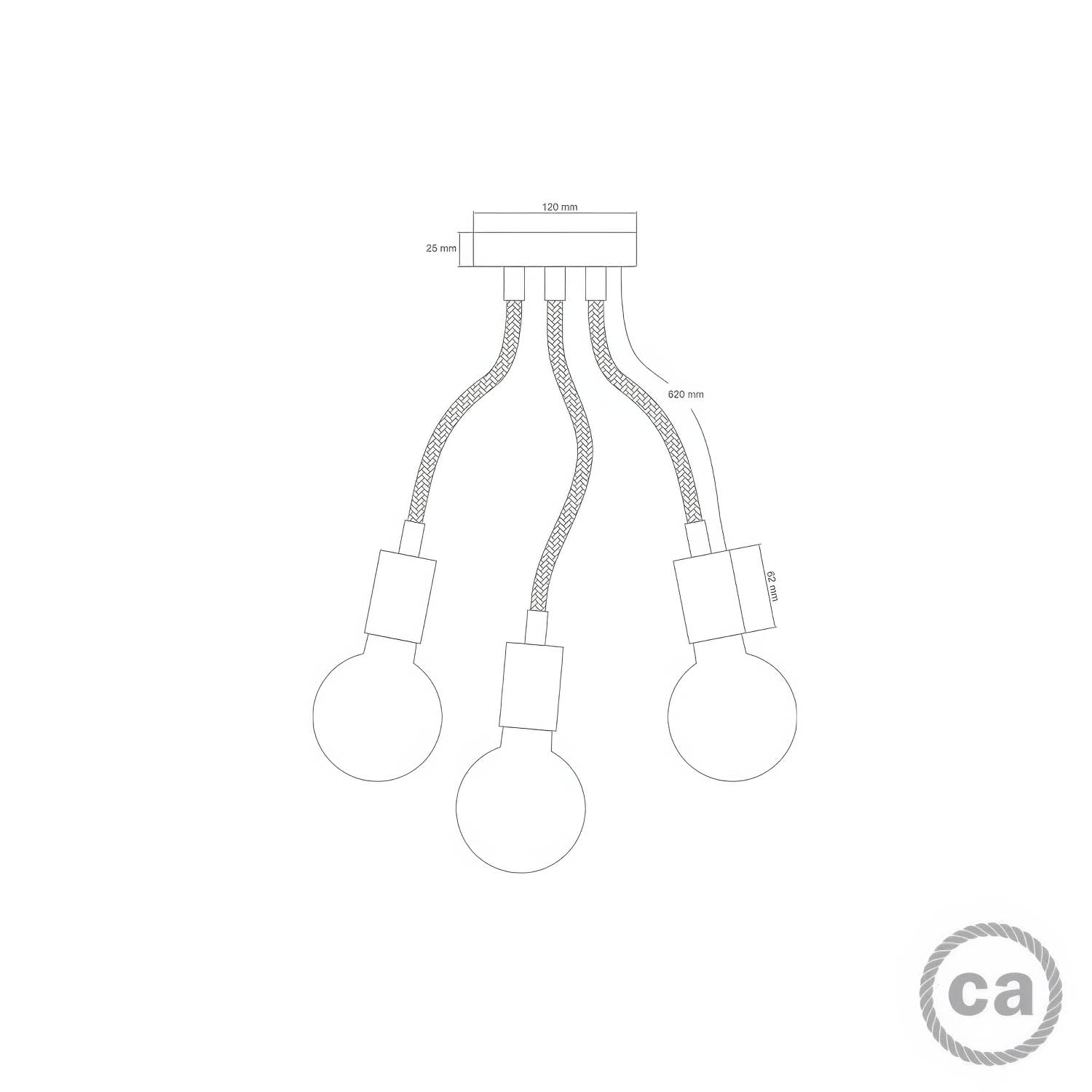 Flex 60 lampada da parete o soffitto snodabile a luce diffusa con lampadina LED G95 - Rame satinato