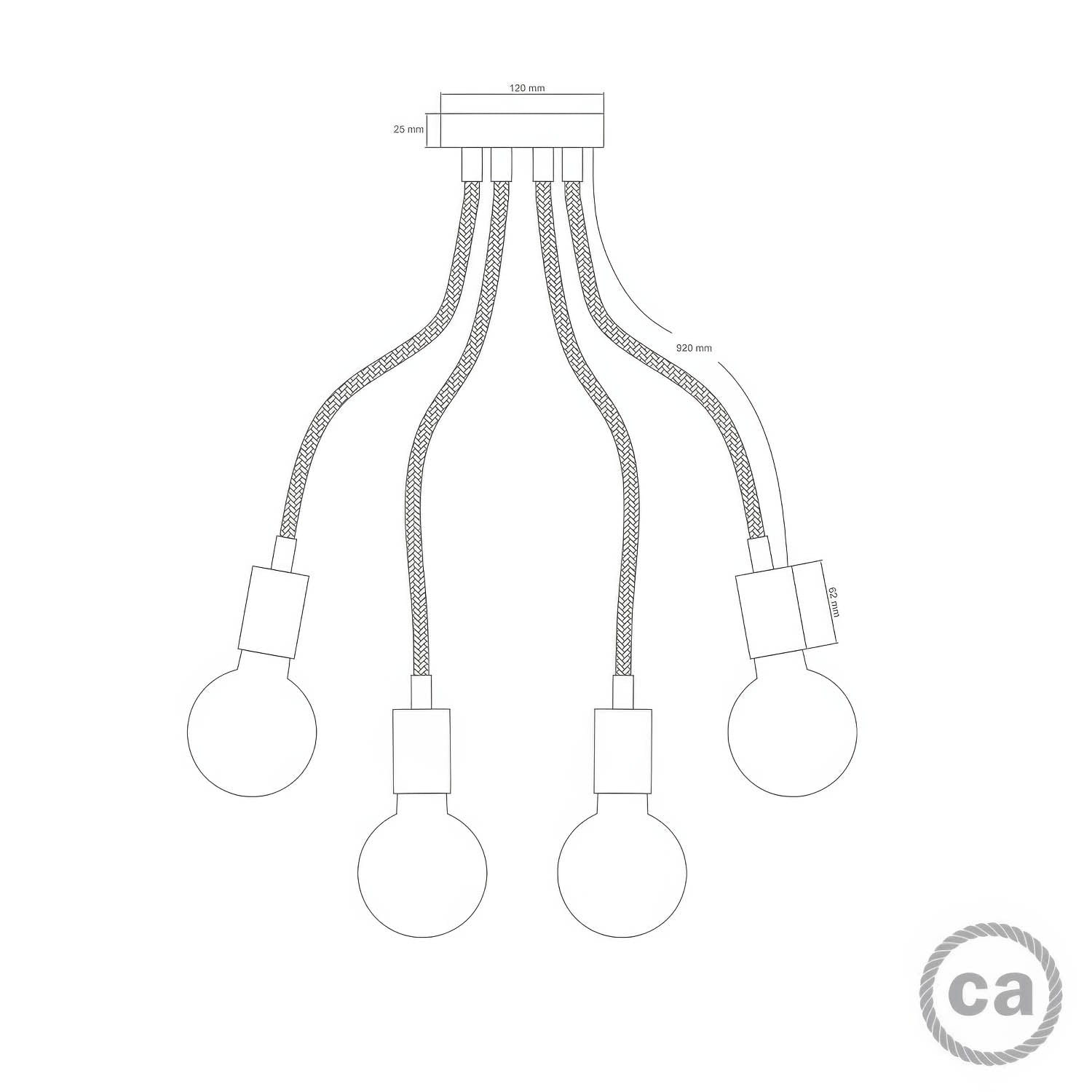 Flex 90 lampada da soffitto snodabile a luce diffusa con lampadina LED G95 - Rame satinato