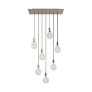 Lampada a sospensione a 7 cadute con XXL Rose-One rettangolare 675 mm con finiture in metallo - Acciaio satinato