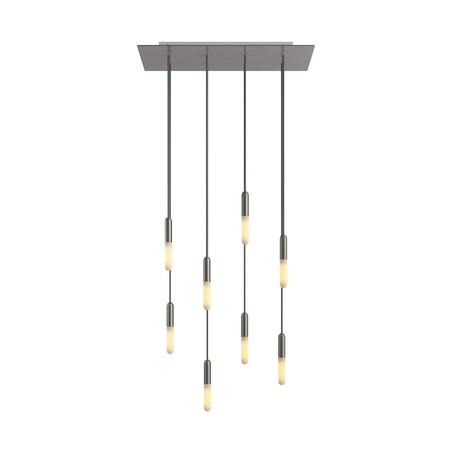 Lampada a sospensione a 8 cadute con XXL Rose-One rettangolare 675 mm con finiture in metallo - Acciaio satinato