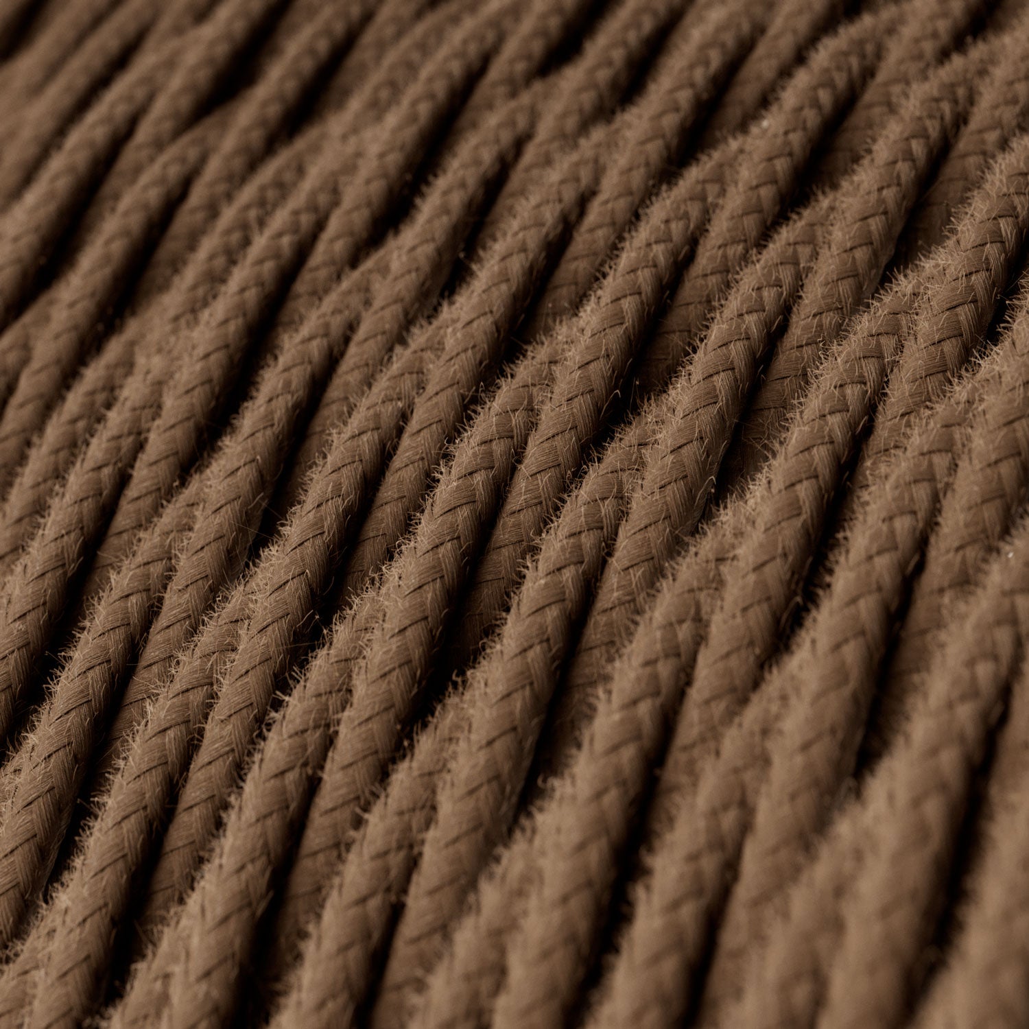 Cavo elettrico trecciato in cotone Marrone Espresso - L'Originale Creative Cables, per valorizzare i tuoi lampadari - TC13