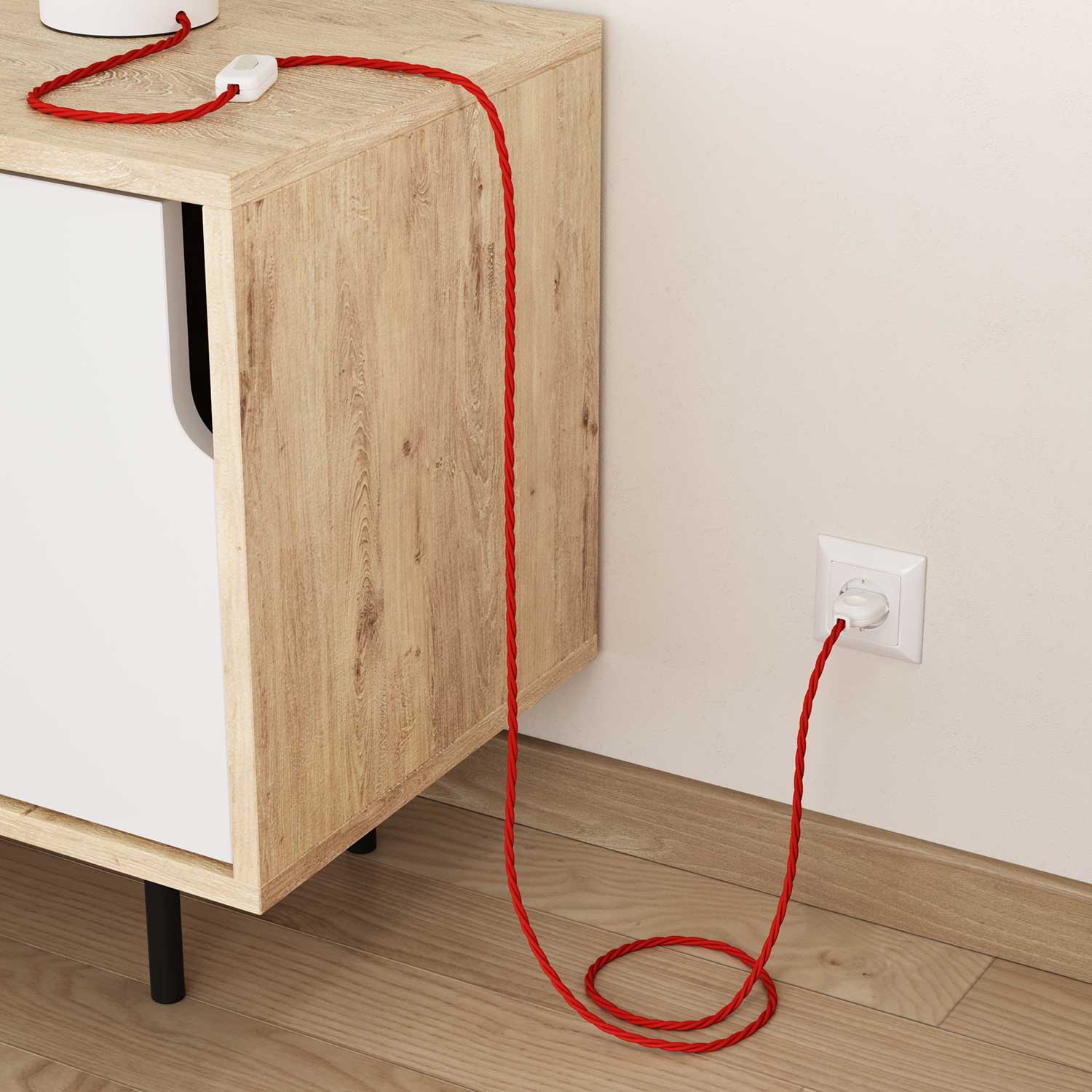 Filo elettrico ricoperto Rosso Fuoco trecciato - L'Originale Creative Cables, per lampade personalizzate - TM09