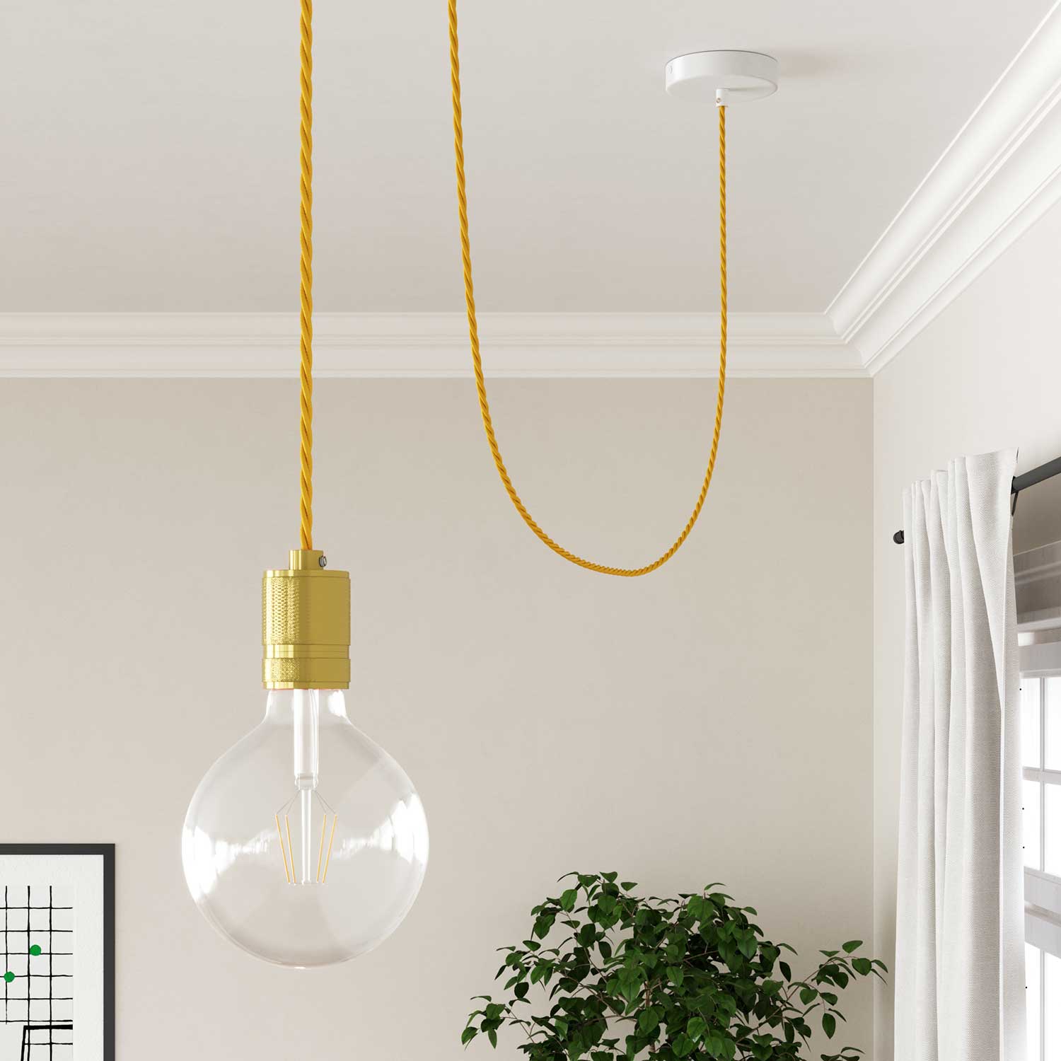 Cavo elettrico tessile trecciato Giallo Mais - L'Originale Creative Cables, per decorazioni luminose uniche - TM10