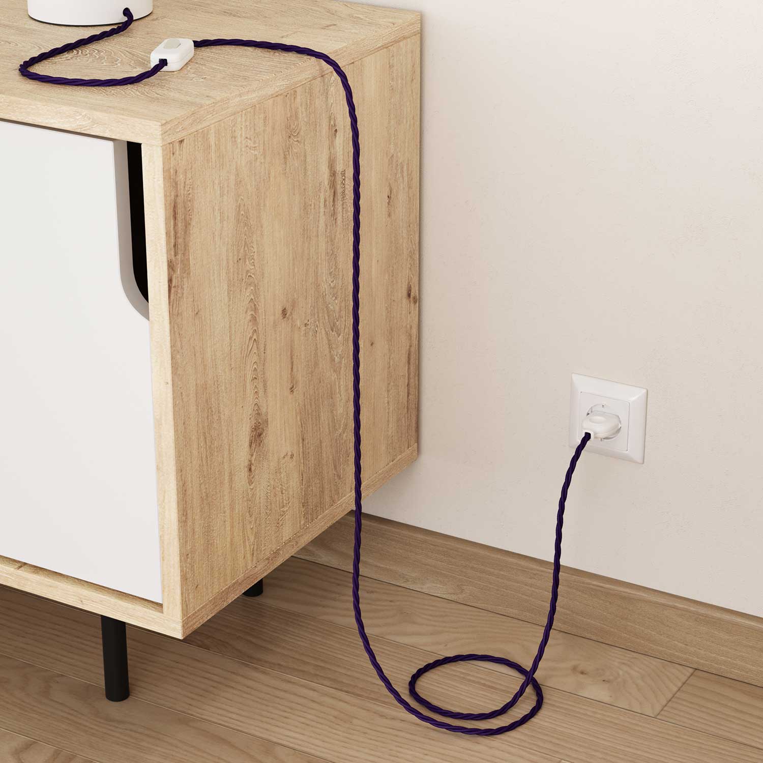 Cavo tessile colorato trecciato Viola Imperiale - L'Originale Creative Cables, per decorazioni luminose uniche - TM14
