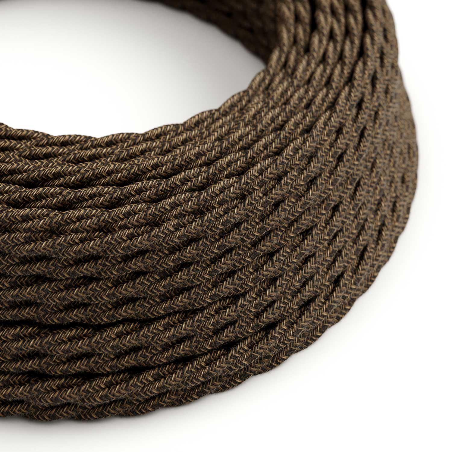 Cavo elettrico trecciato in lino Marrone Melange - L'Originale Creative Cables, perfetto per decorazioni luminose uniche - TN04