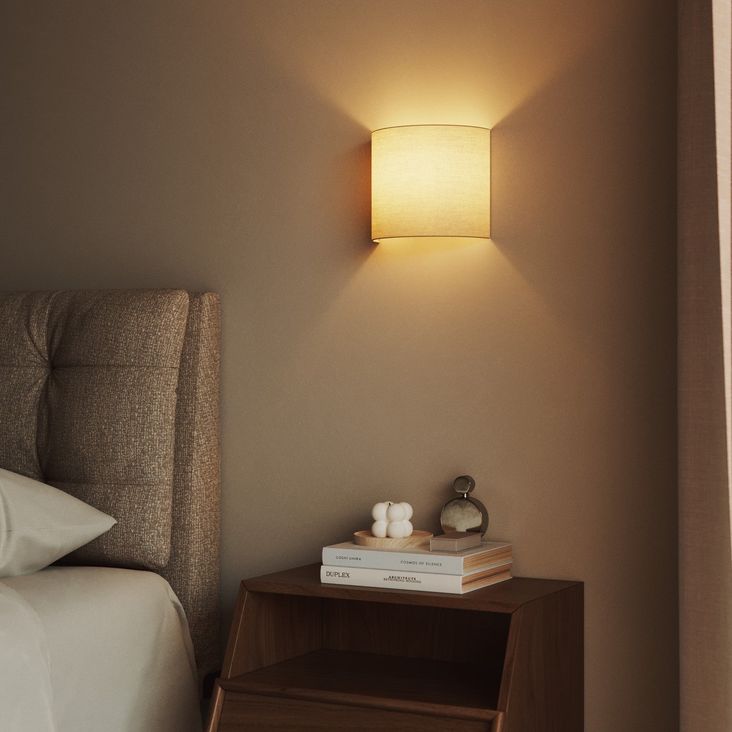 Applique Ventola con paralume in tessuto Arenal sabbia - Made in Italy