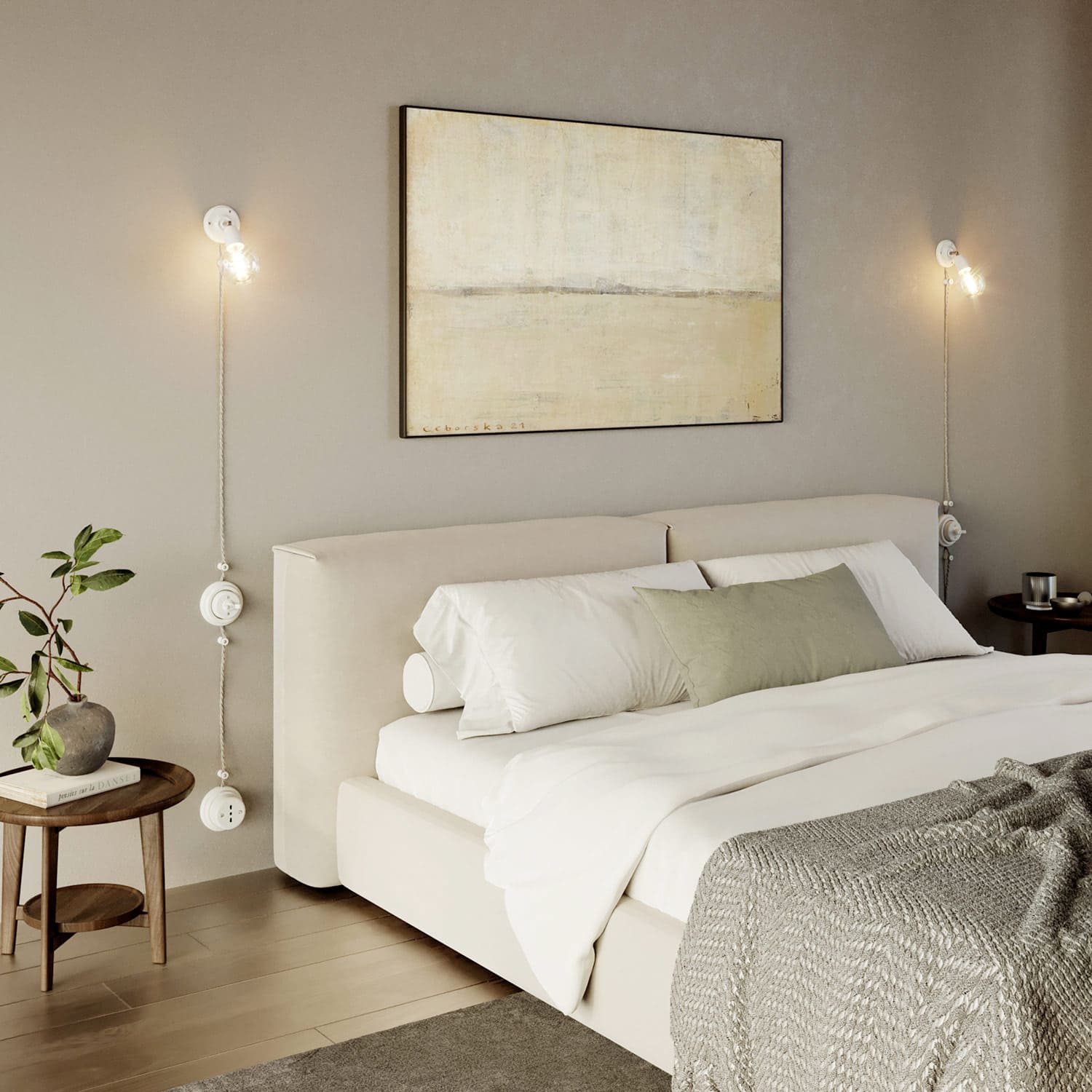 Base in porcellana per presa elettrica e per interruttore/deviatore - Bianco