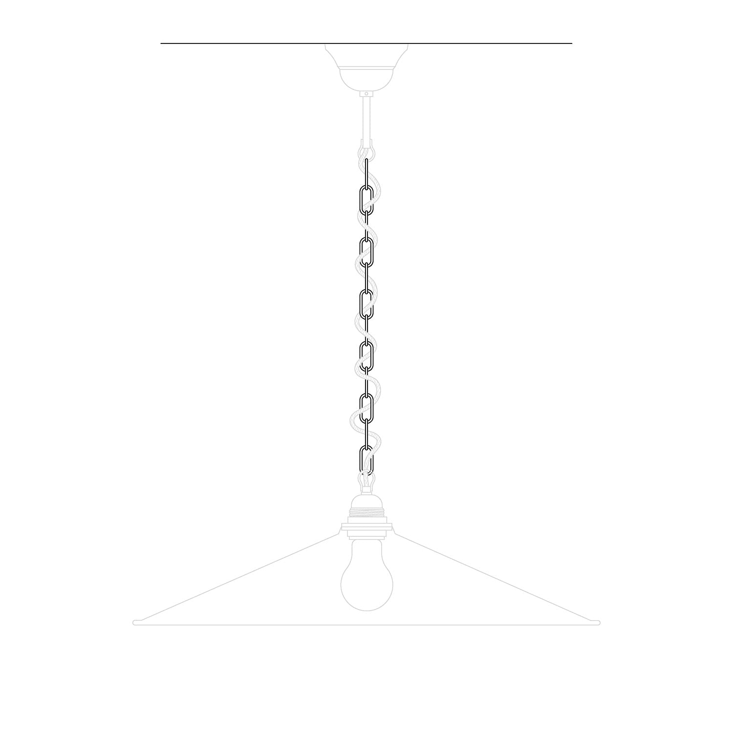 Catena Genovese in ferro per lampadari e sospensioni - Lunghezza 50 cm