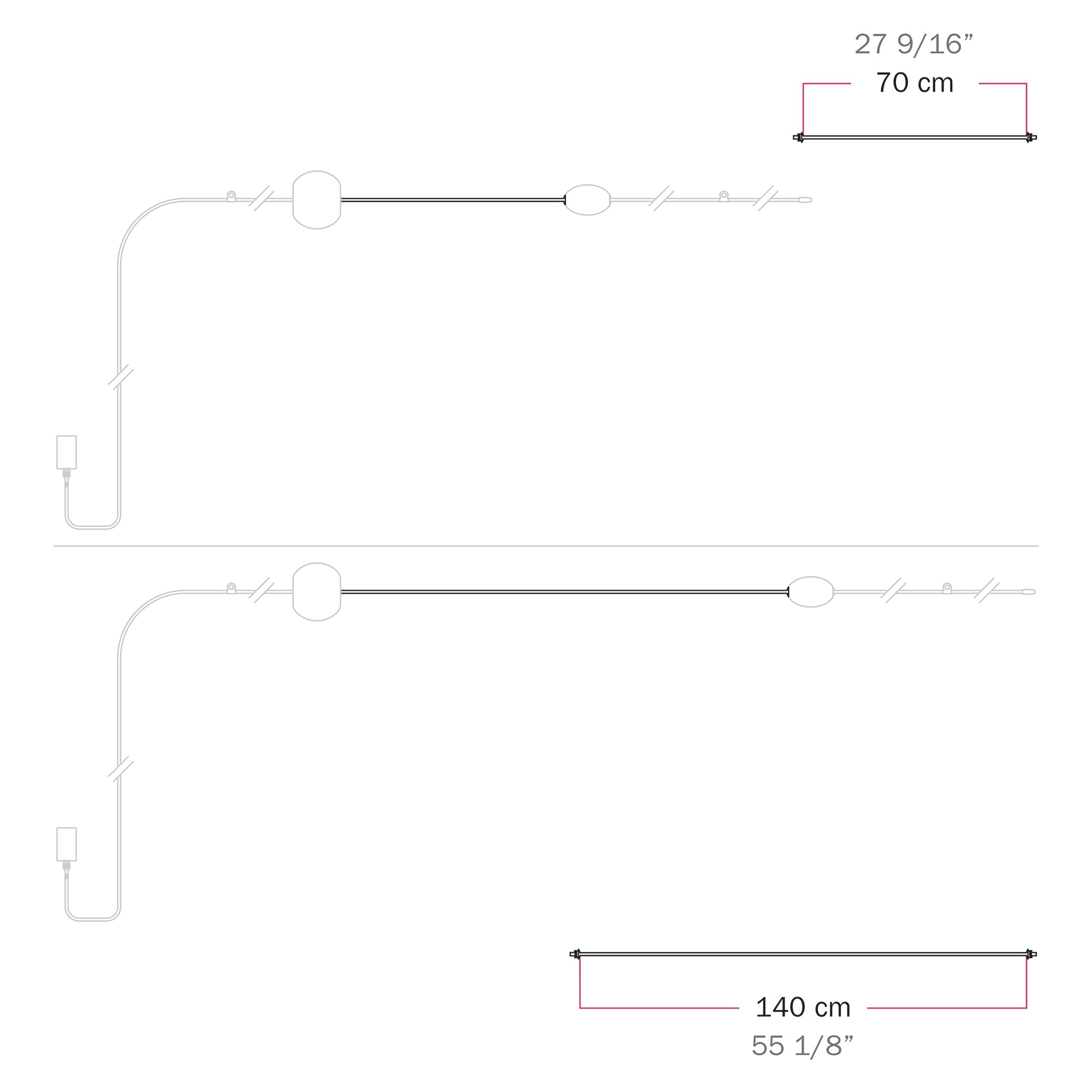 Cavo di connessione tra paralumi 70/140 cm (27 9/16" / 55 1/8") - Marina - Bianco sabbia 140 cm (55 1 8")