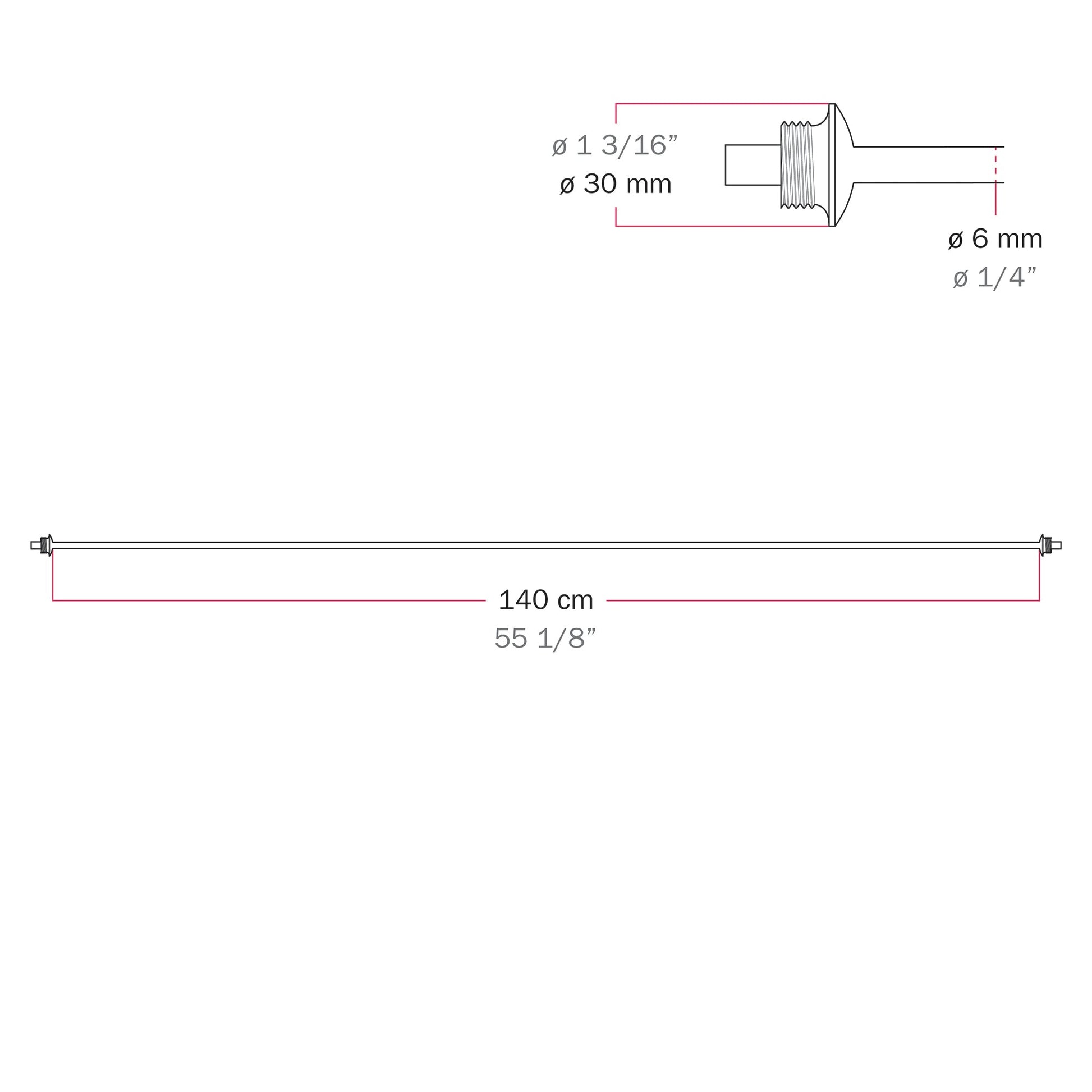 Cavo di connessione tra paralumi 70/140 cm (27 9/16" / 55 1/8") - Marina - Rosso stella marina 140 cm (55 1 8")