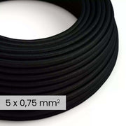 Cavo elettrico tessile DALI 5x0.75 mm² nero carbone - Filo rotondo flessibile per illuminazione RM04