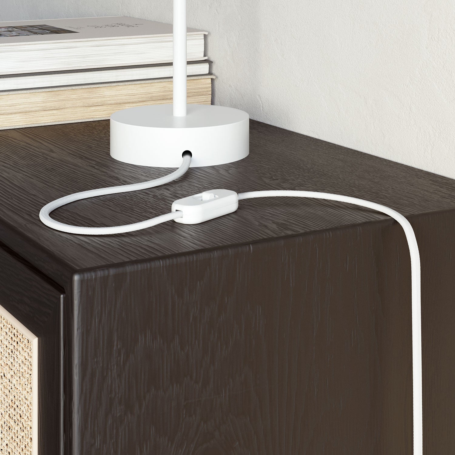 Cavo elettrico tessile piatto Bianco Ottico lucido - PM01