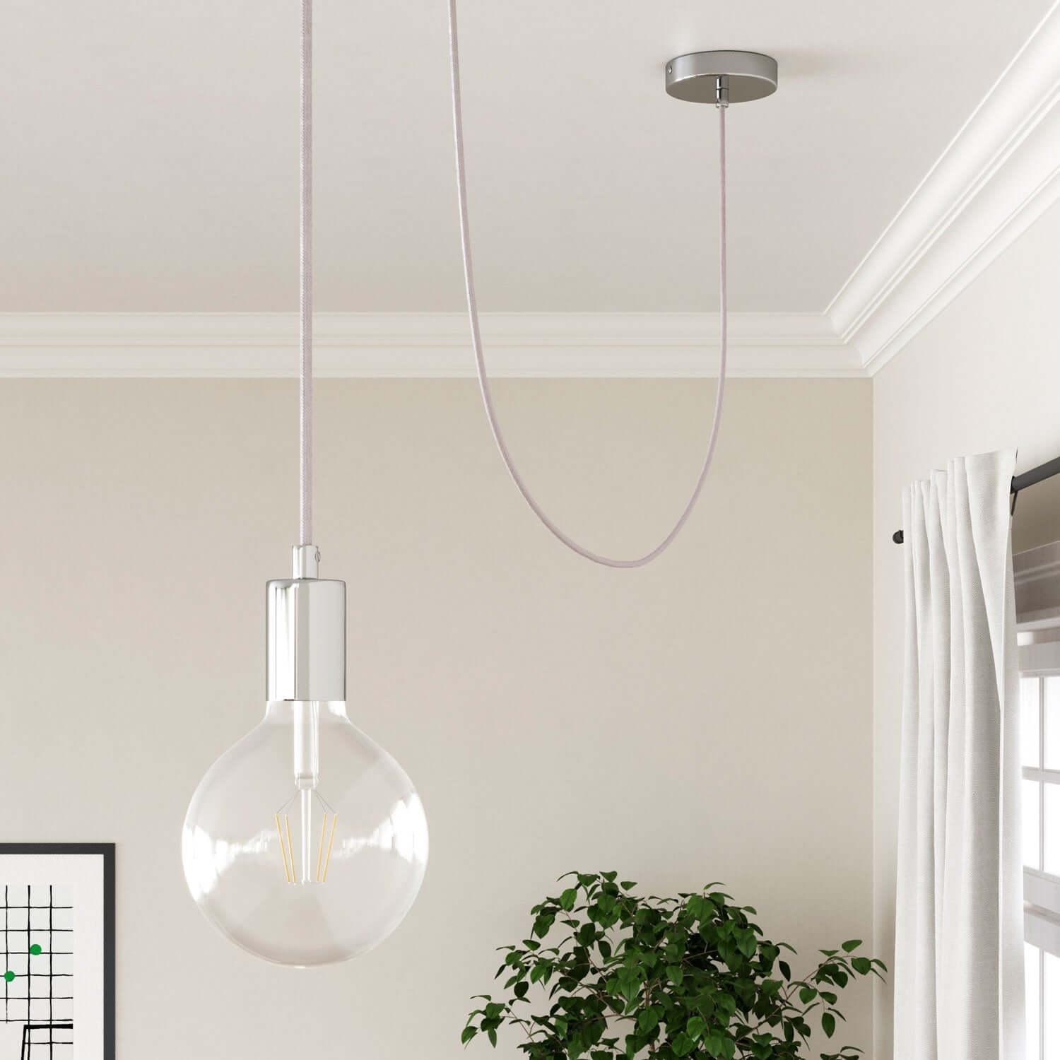 Cavo per illuminazione in cotone Rosa pallido - L'Originale Creative Cables, per impianti a vista di design - RC16