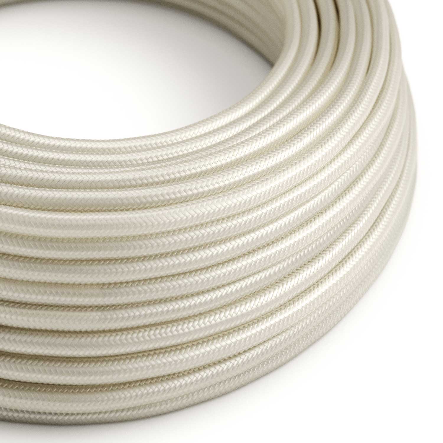 Cavo tessile colorato Bianco Perla lucido - L'Originale Creative Cables, per lampade raffinate - RM00