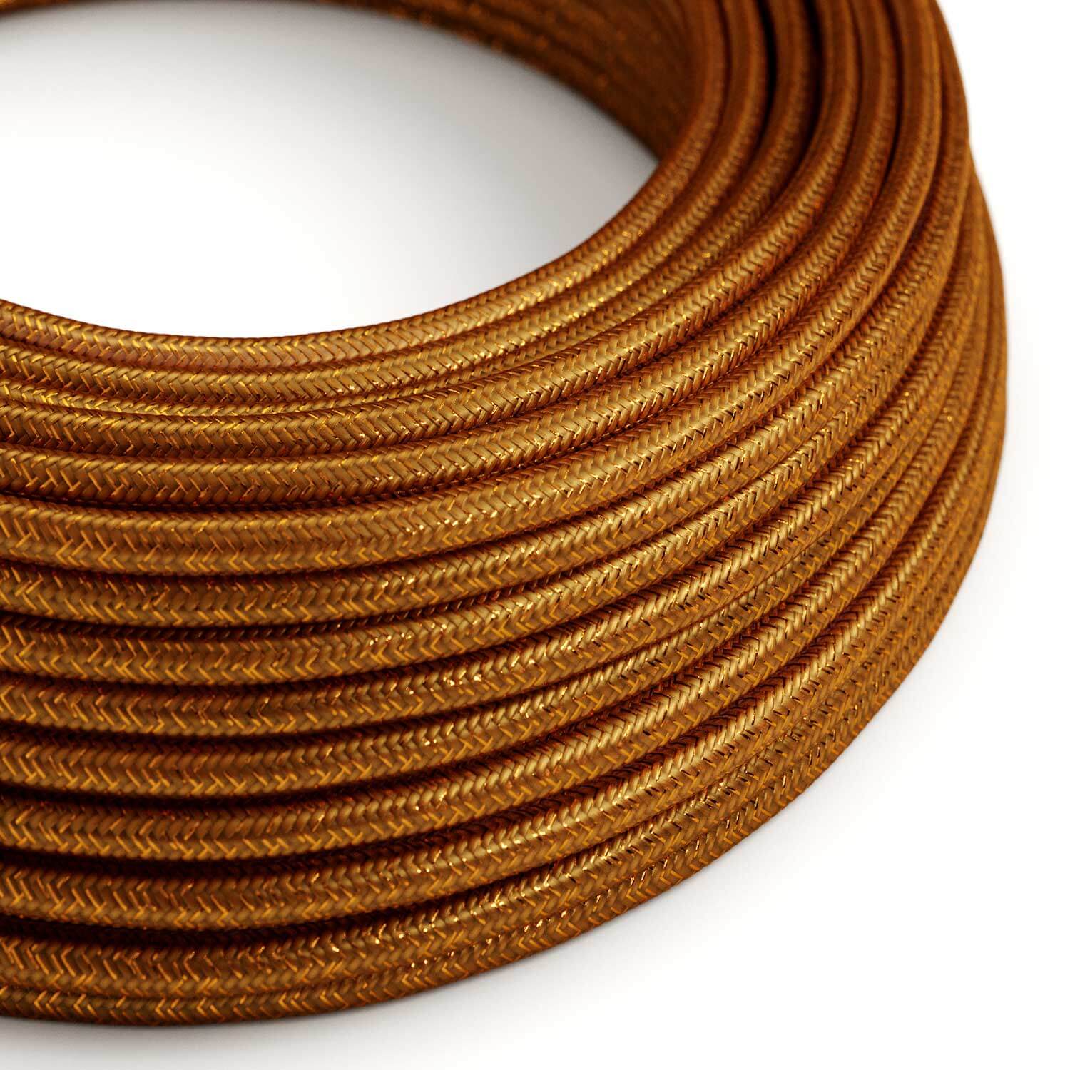 Cavo tessile per illuminazione color Rame lucido e glitterato - L'Originale Creative Cables, ideale per lampade creative - RL22