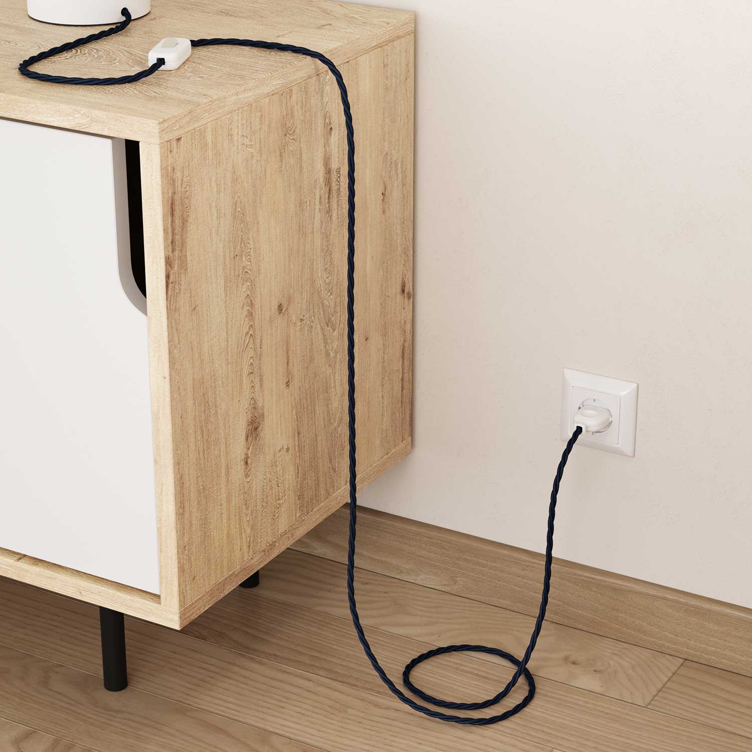 Cavo trecciato per illuminazione Blu profondo - L'Originale Creative Cables, per impianti a vista di design - TM20