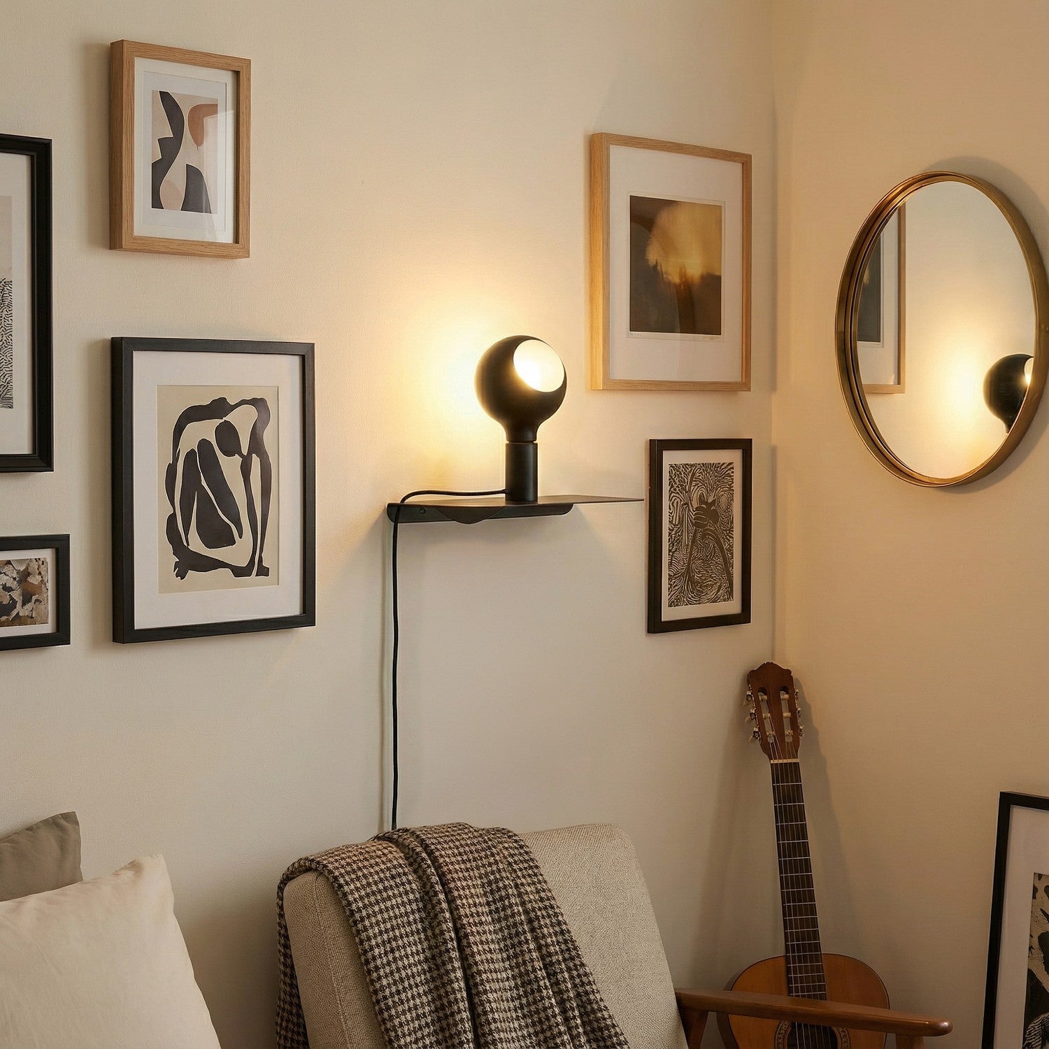 Combo Camo - Lampada con mensola - Nero - Creative Cables