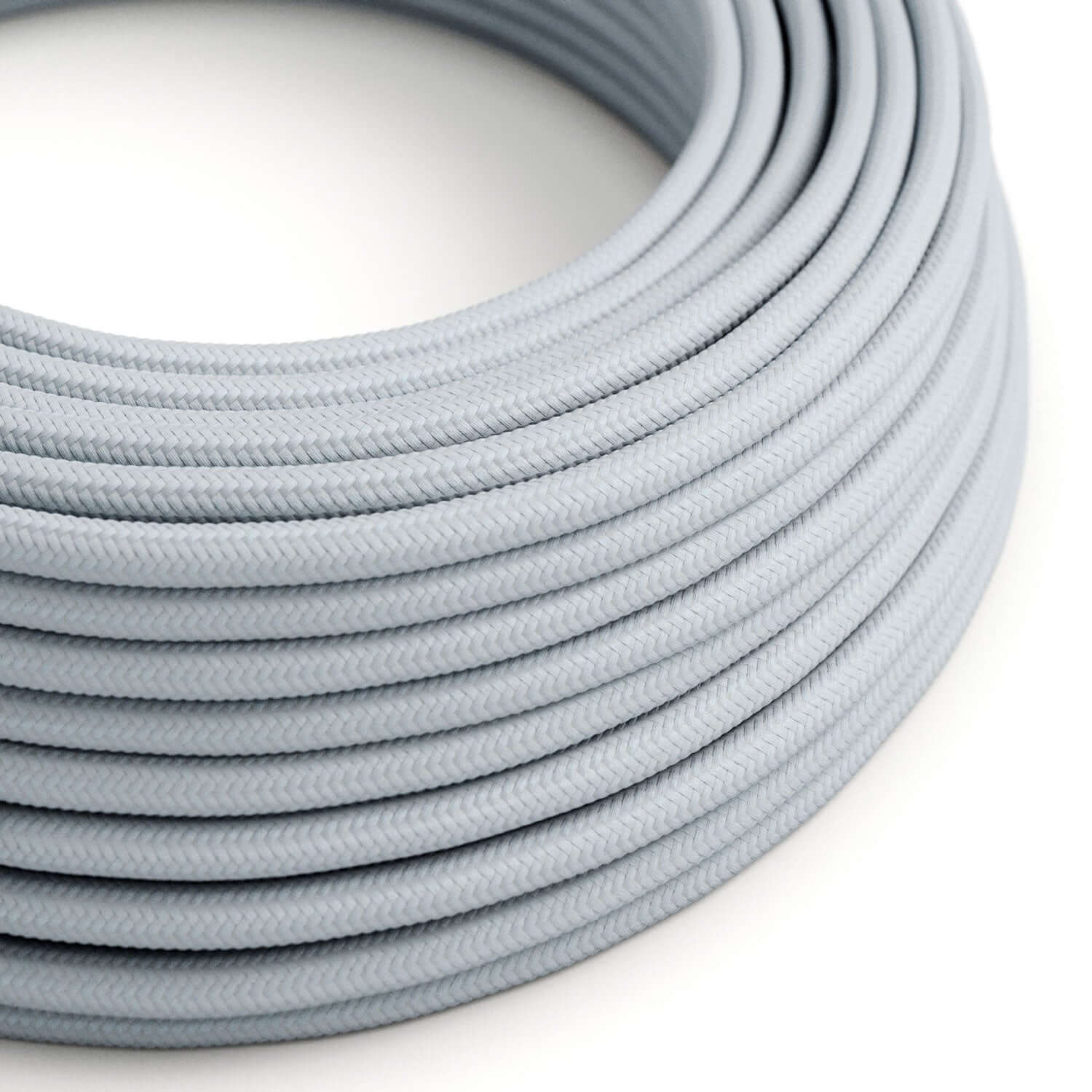 Corda elettrica in tessuto lucido Grigio Azzurro - L'Originale Creative Cables, per creare lampade uniche - RM30