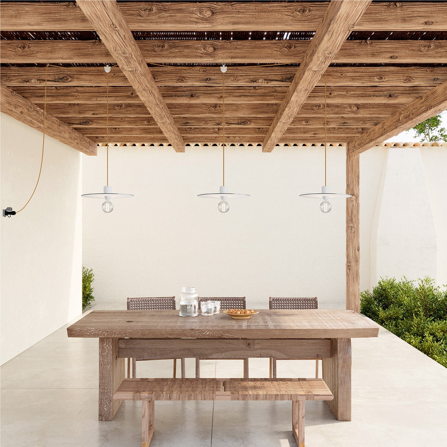 E-Snake Modulair Lampada da esterno IP65 portatile a 3 luci con paralumi - Bianco